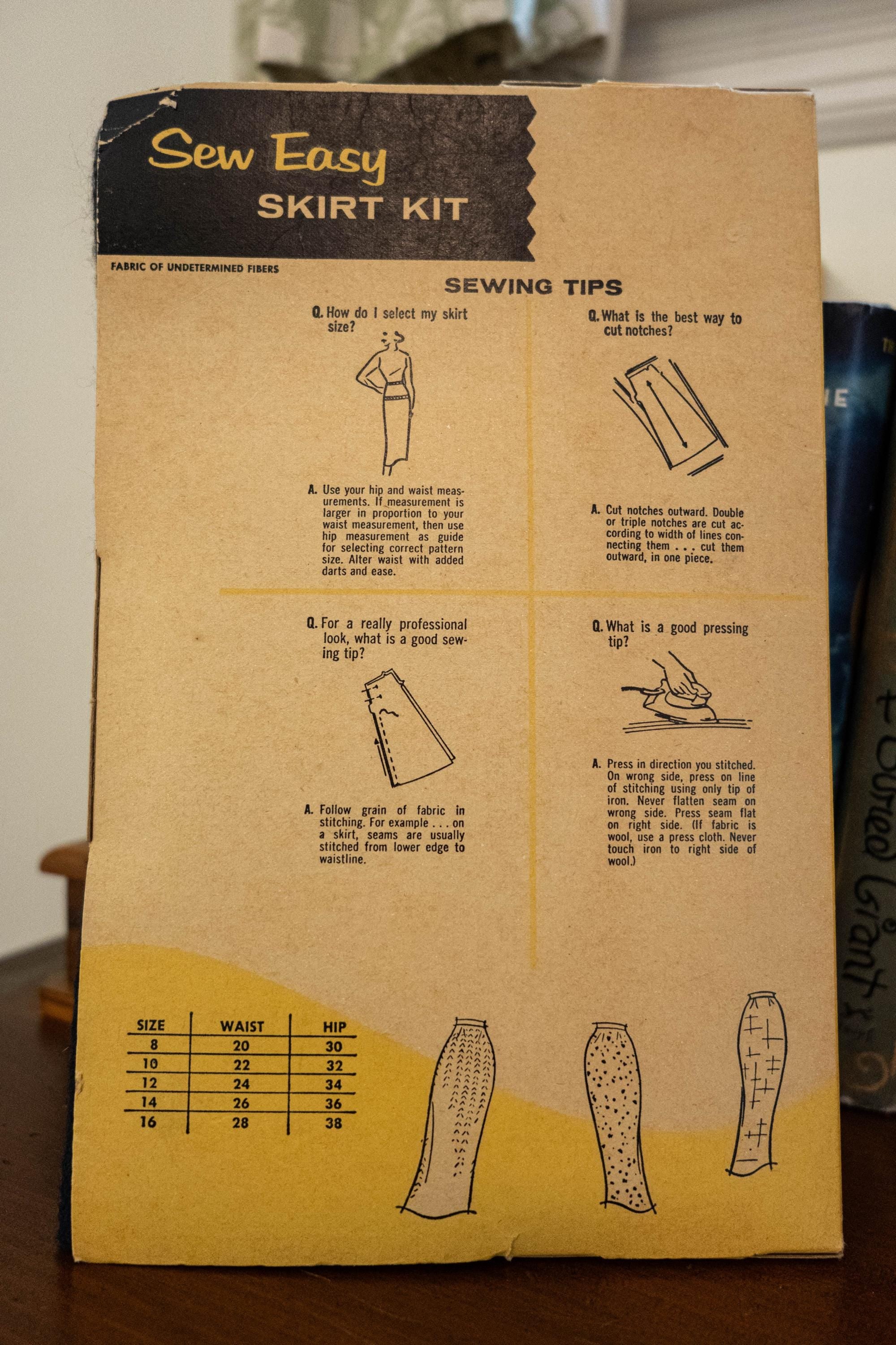 Vintage 1950s Skirt Sewing Kit with Fabric