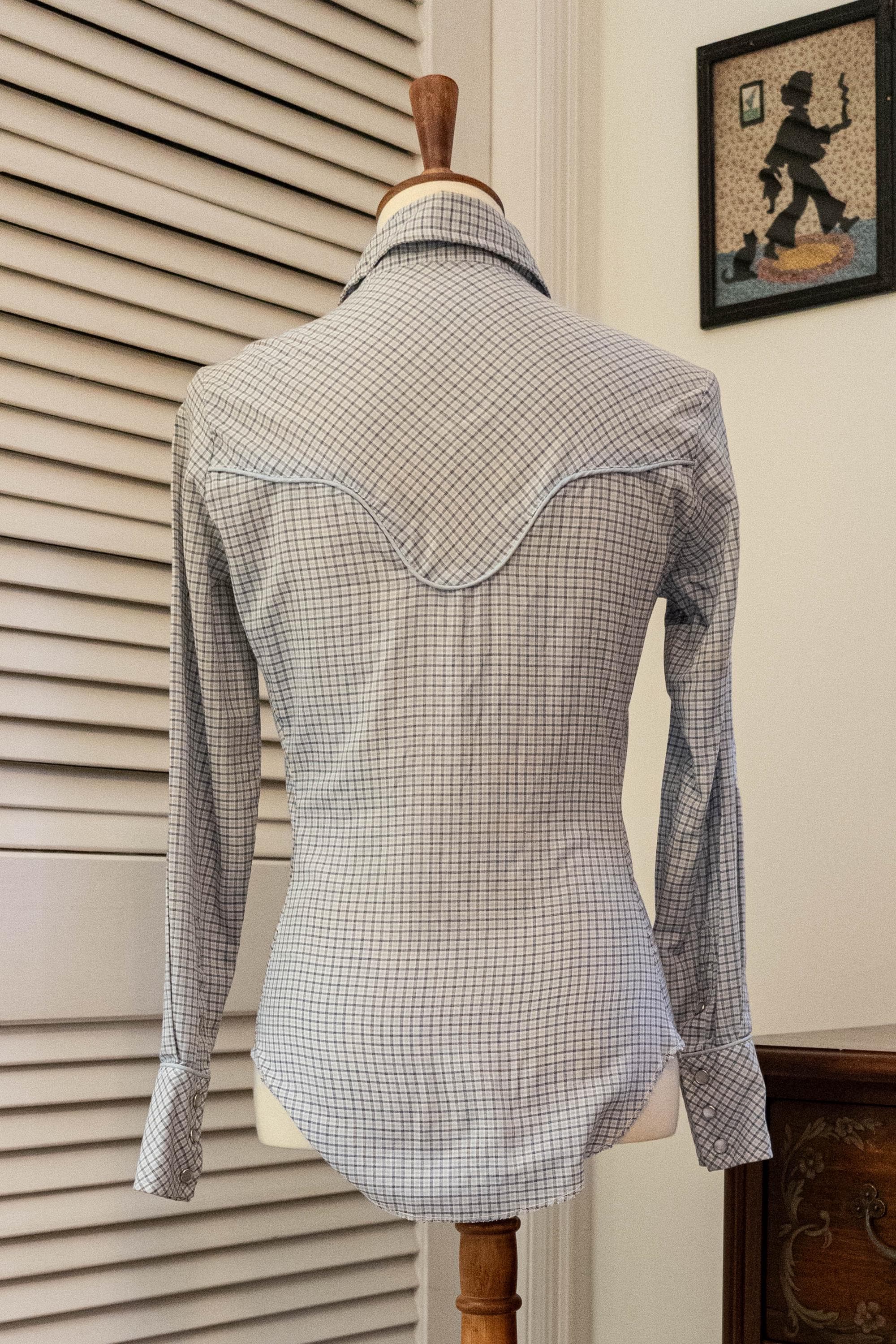 Vintage 1970s Pale Blue Western Button Down