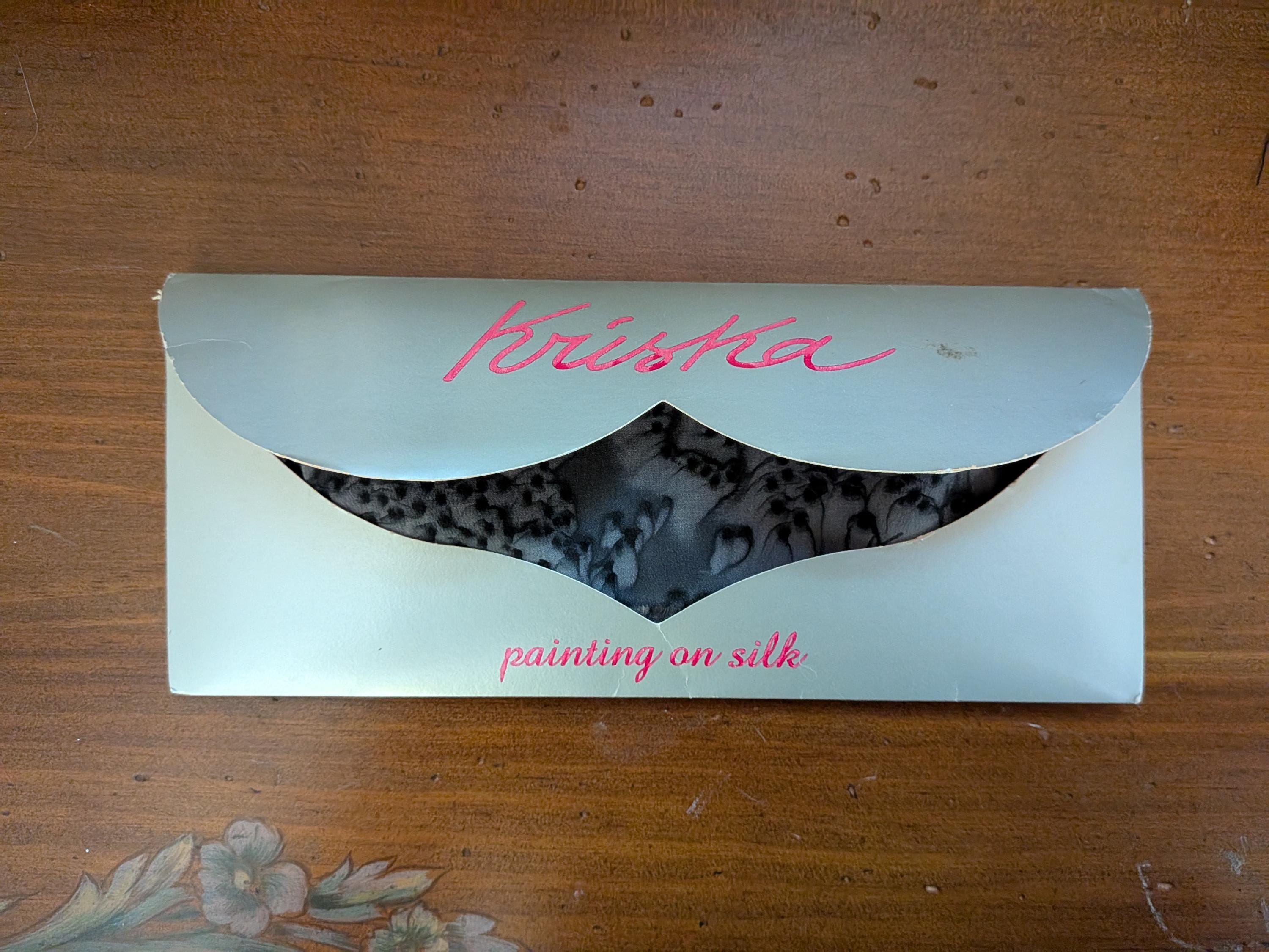 Vintage 1970s Painted Silk Scarf Kriska