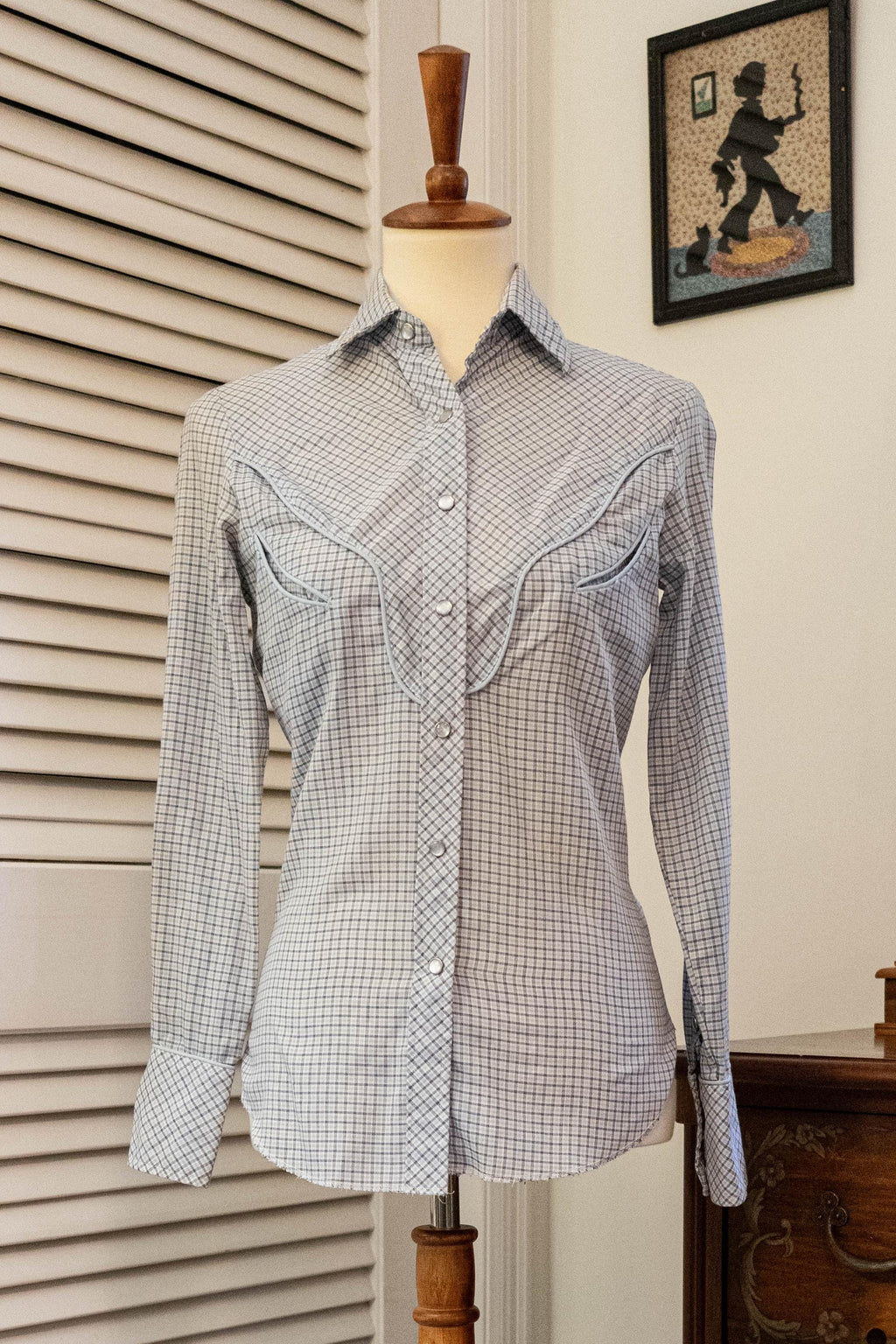 Vintage 1970s Pale Blue Western Button Down