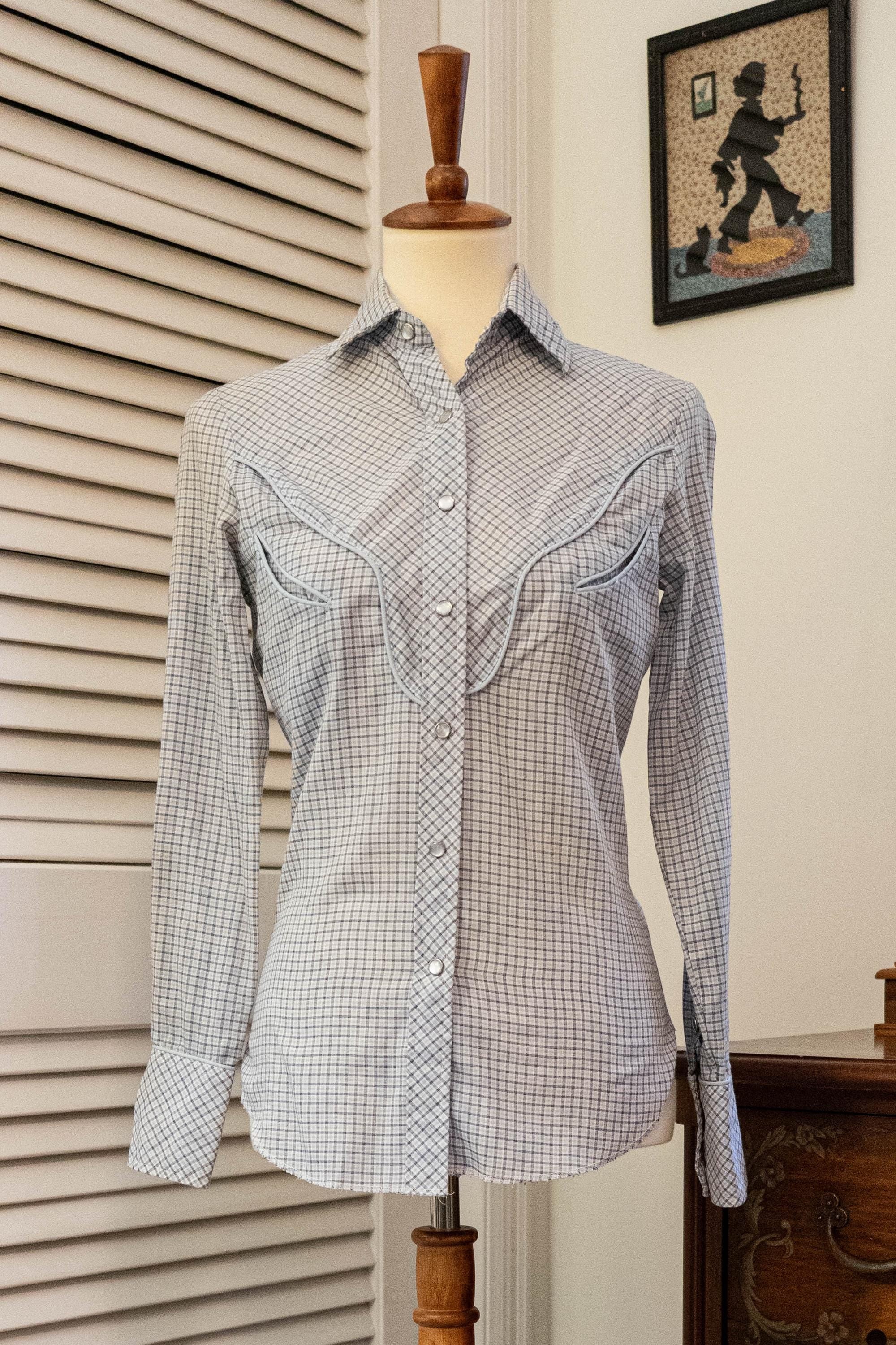 Vintage 1970s Pale Blue Western Button Down