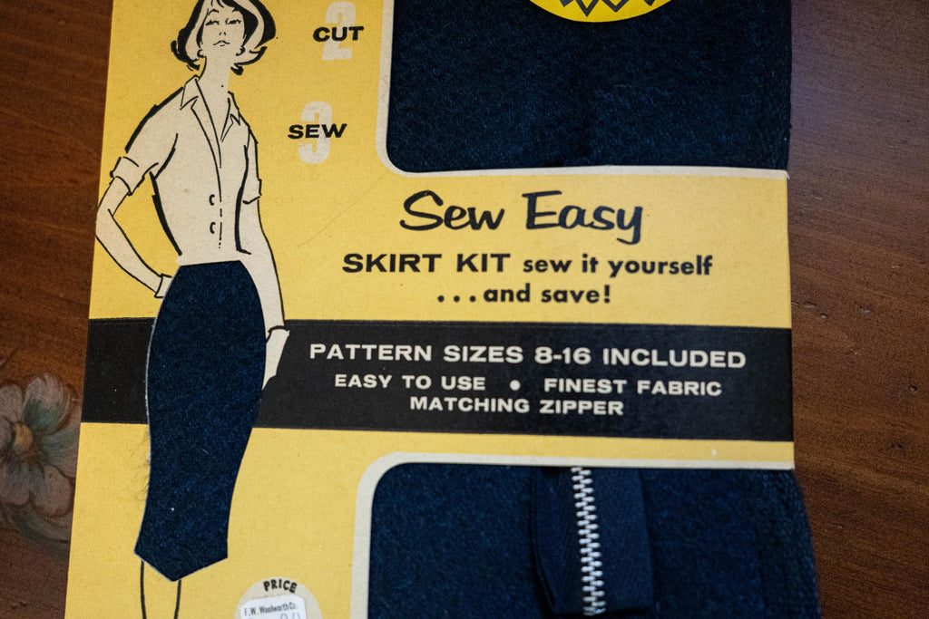 Vintage 1950s Skirt Sewing Kit with Fabric