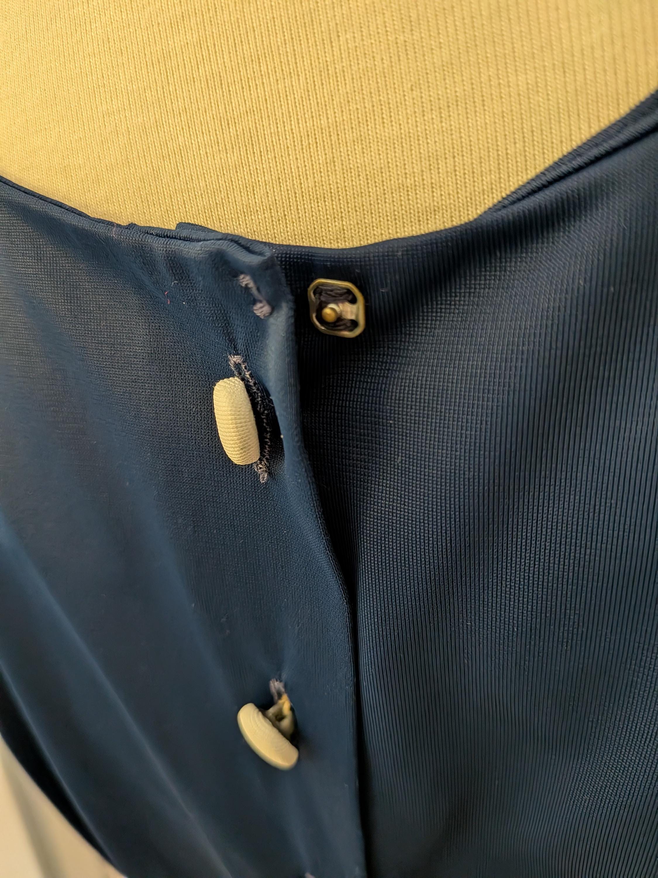 Vintage 1970s Micromini Nightgown Navy Blue White