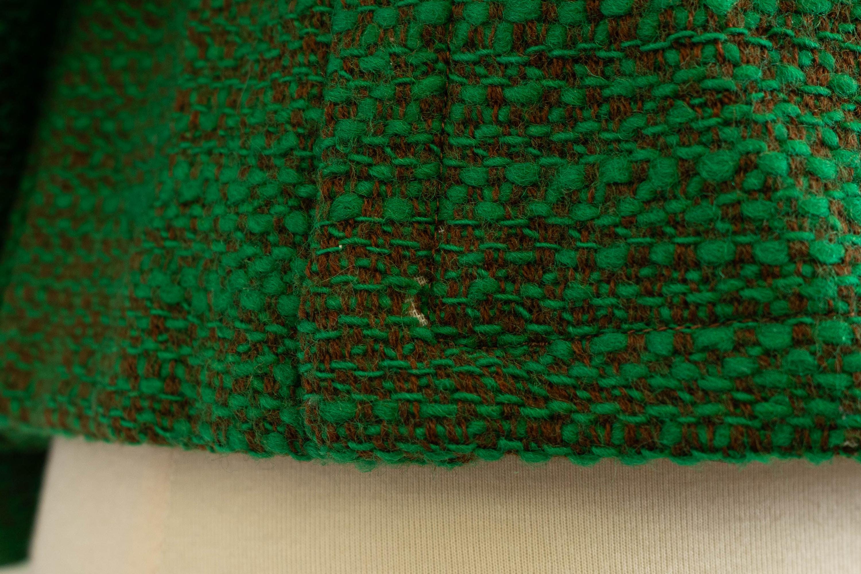 Vintage 1960s Green Faux Fur Collar Blazer