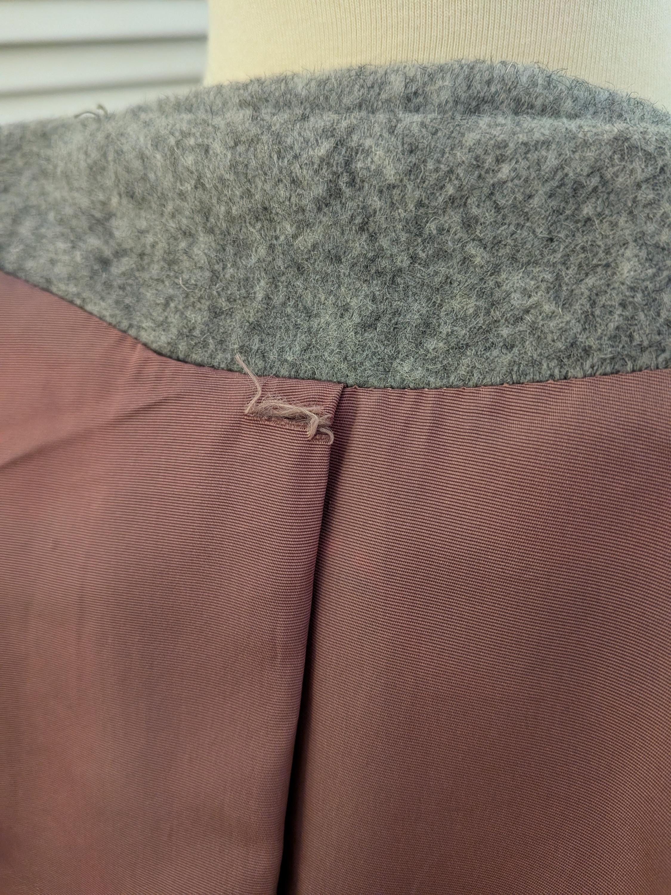 Vintage 1970s Grey Black Chevron Pattern Princess Coat