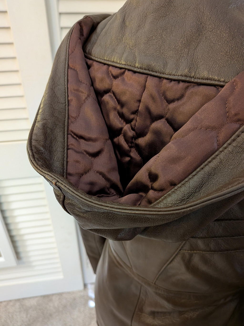 Vintage 1990s Brown Leather Jacket with Quilted Lining