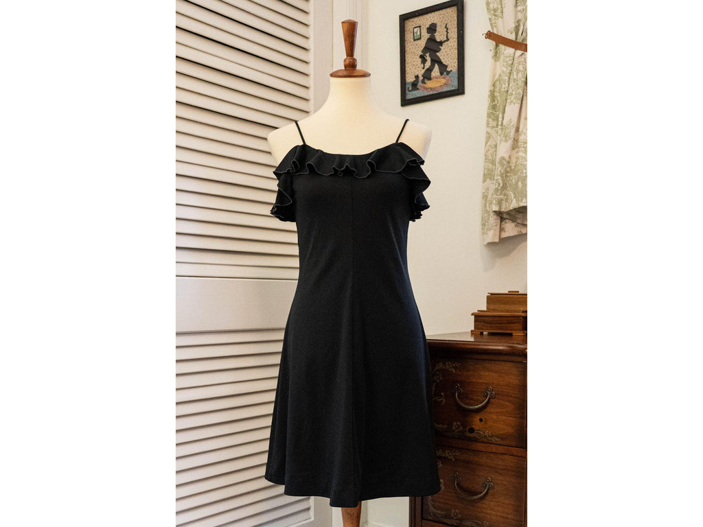 Vintage 1970s Black Disco Minidress