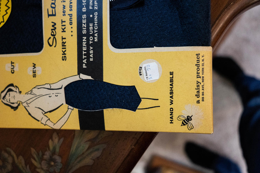 Vintage 1950s Skirt Sewing Kit with Fabric