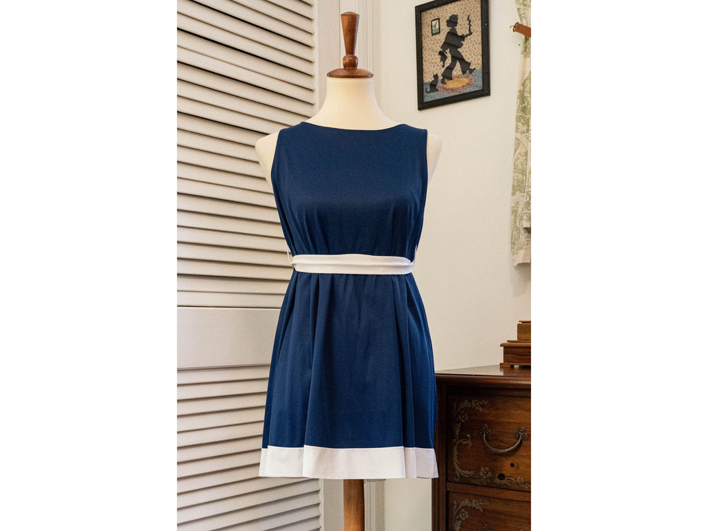 Vintage 1970s Micromini Nightgown Navy Blue White