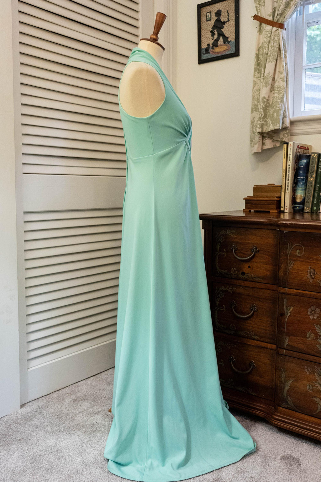 Vintage 1970s Seafoam Green Disco Gown