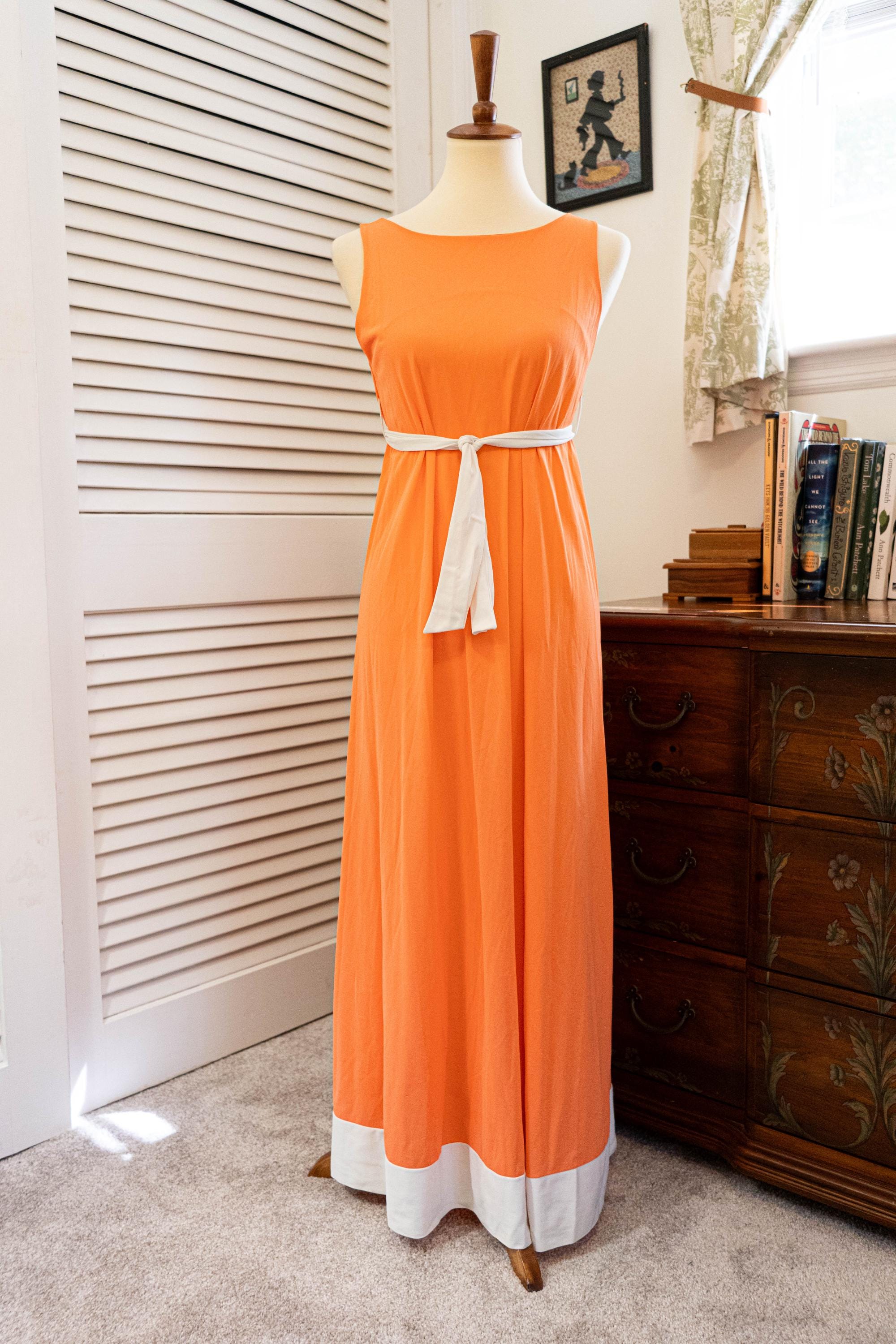 Vintage 1970s Orange Floor Length Nightgown