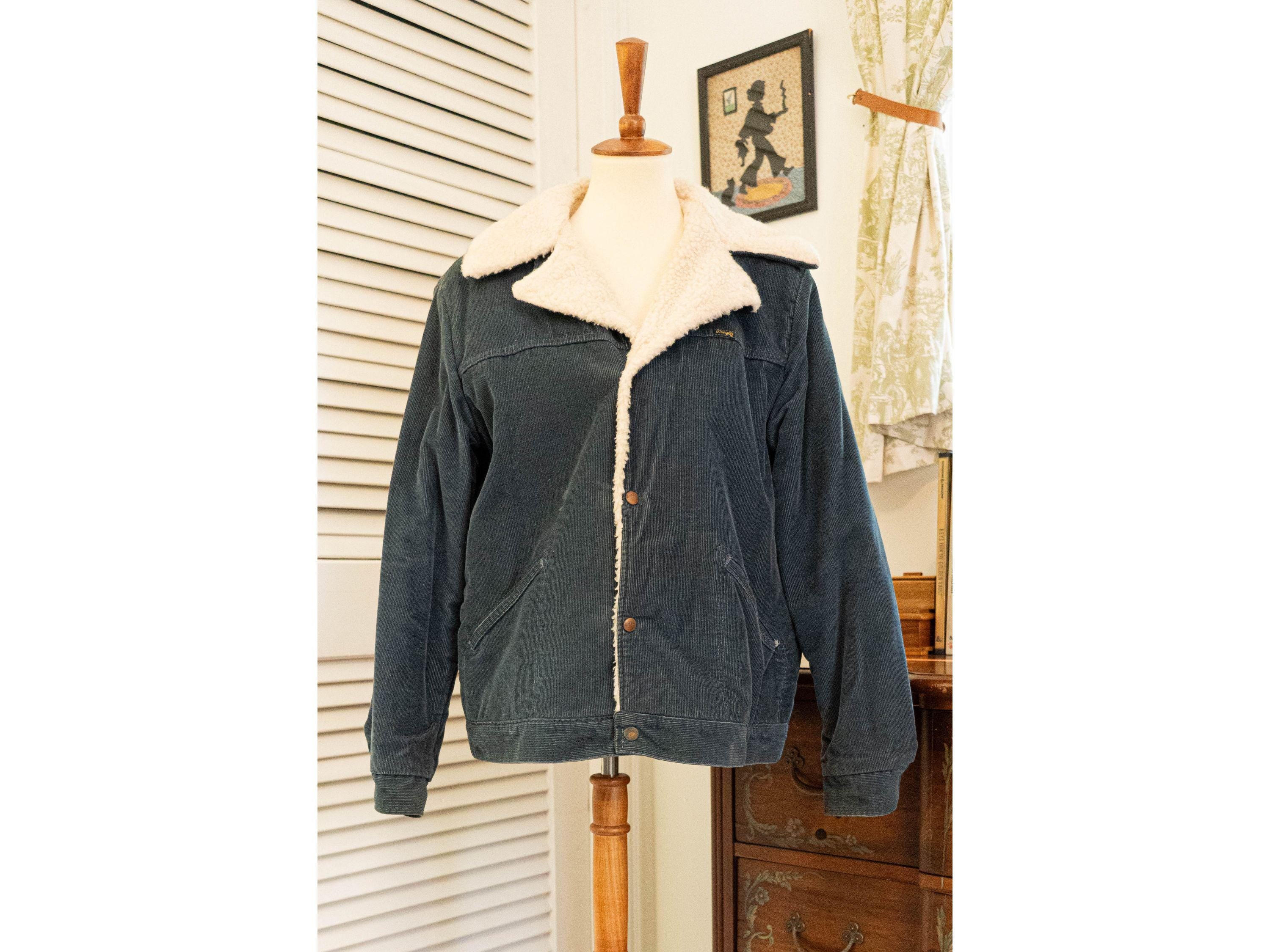 Vintage 1970s Blue Corduroy Wrangler Wrange Chore Coat