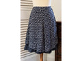 Vintage 1970s Midi Skirt Navy Blue Bow Print