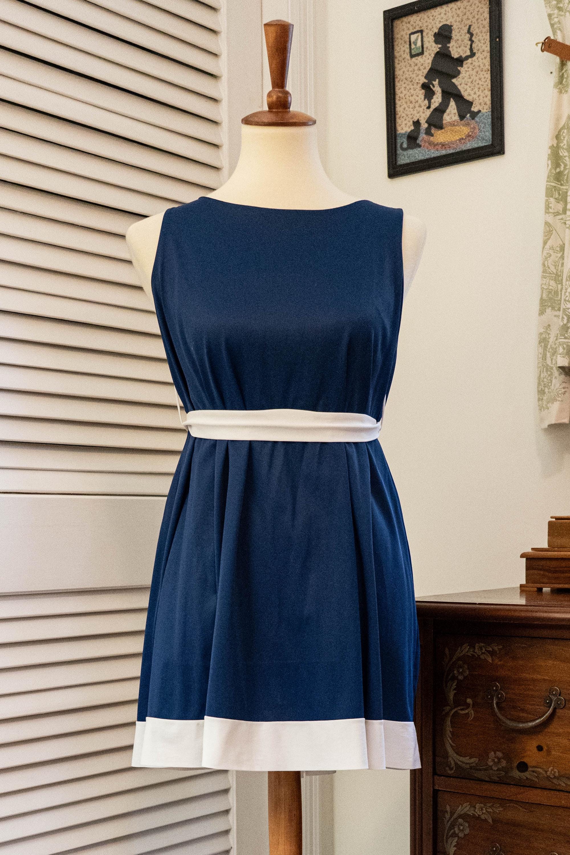 Vintage 1970s Micromini Nightgown Navy Blue White