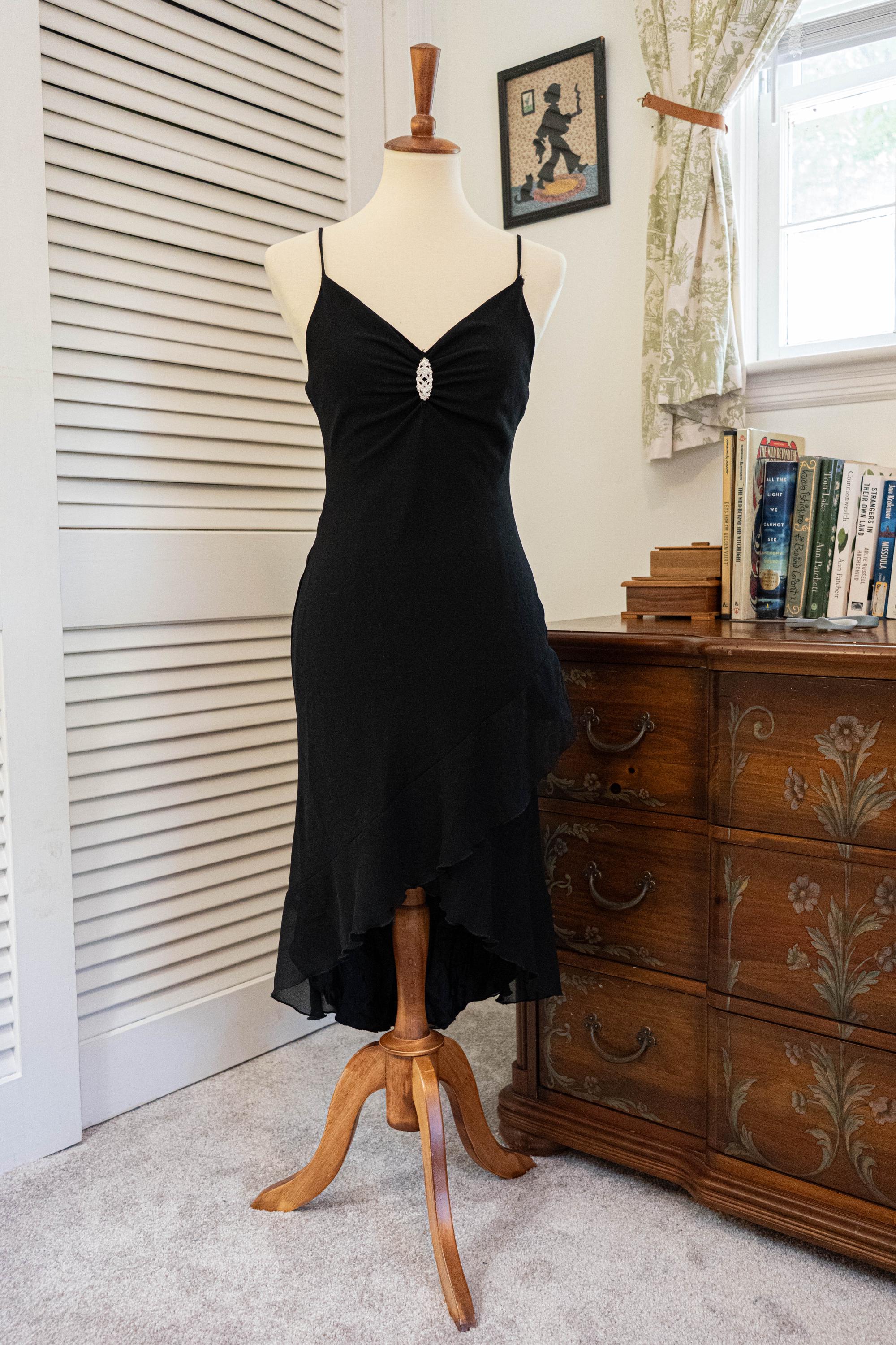 Vintage 1990s Black Rhinestone Cocktail Dress