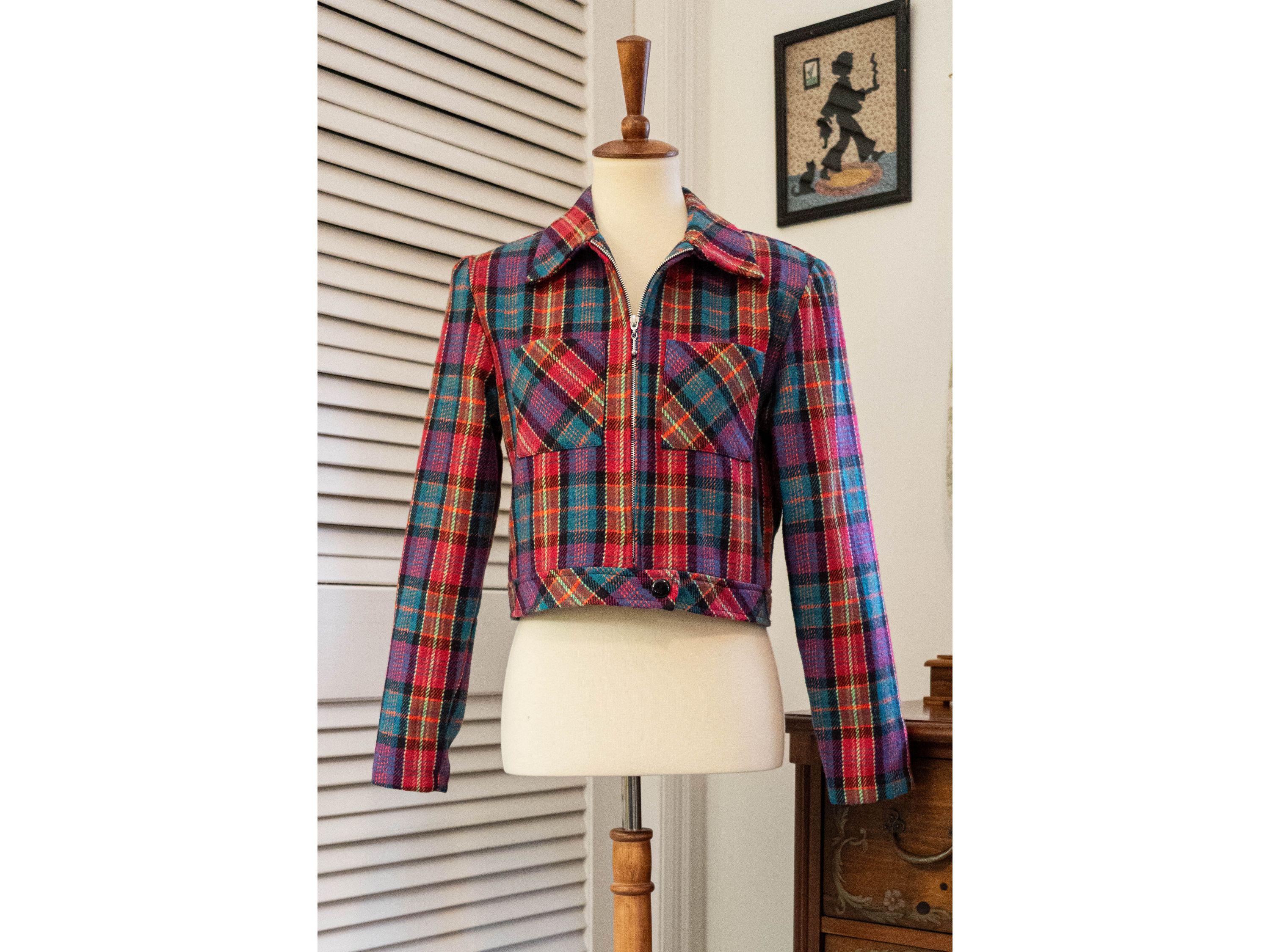 Vintage 1980s Multicolored Bright Plaid Jacket