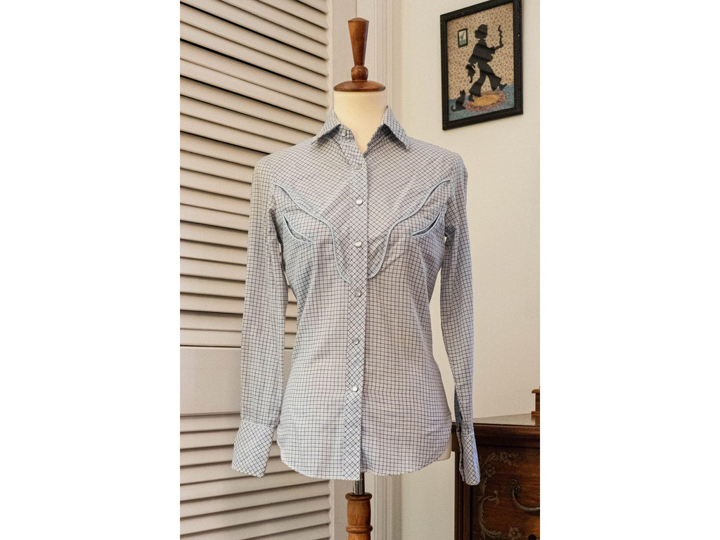 Vintage 1970s Pale Blue Western Button Down