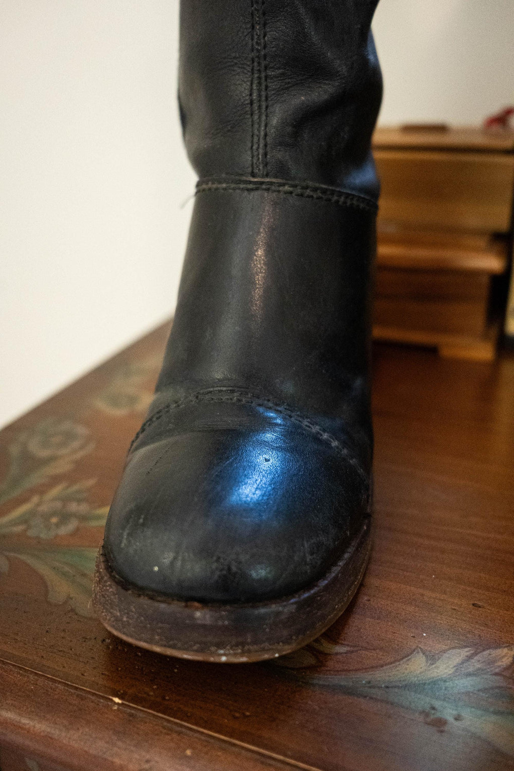 Vintage 1970s Black Leather Tall Boots