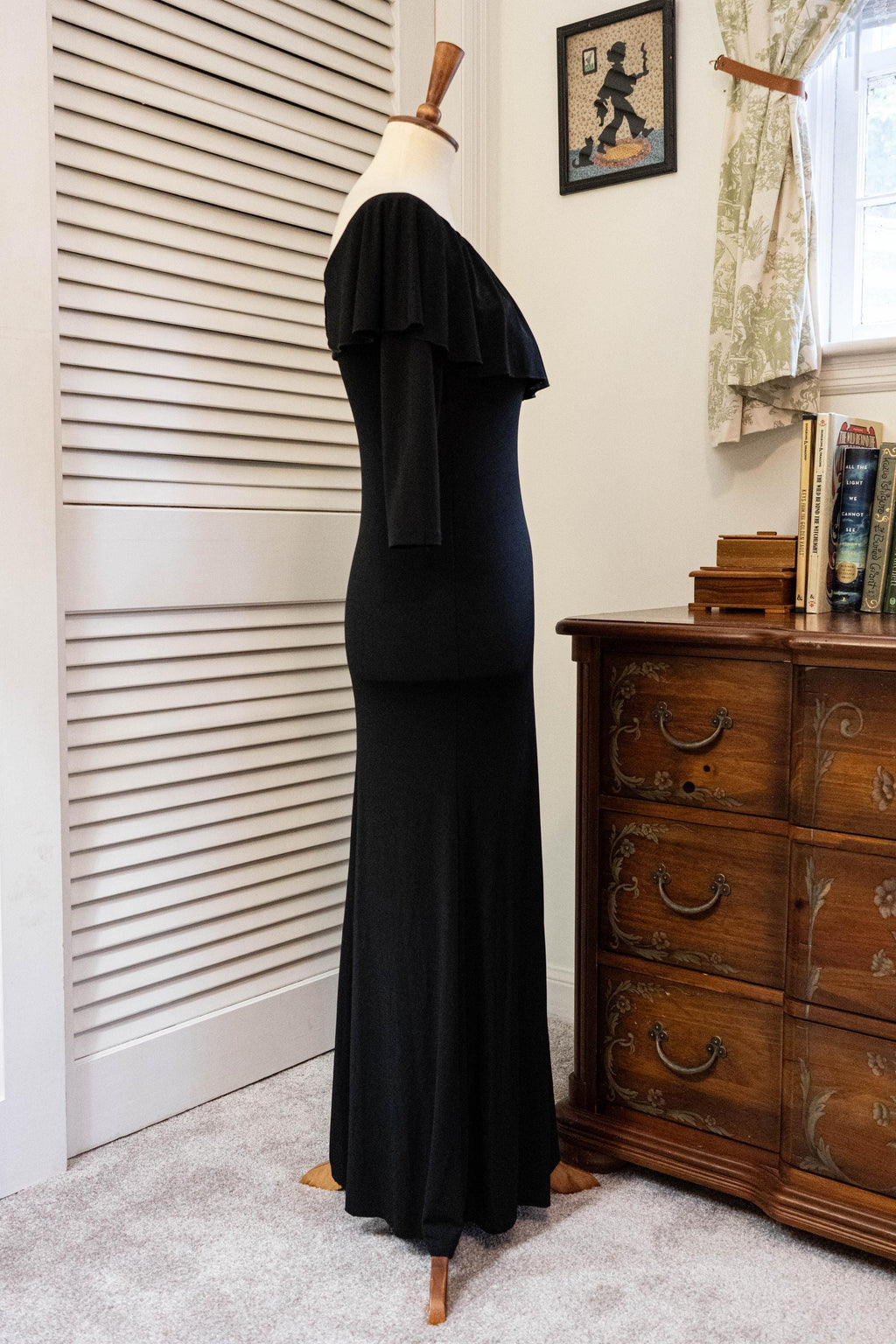 Vintage 1970s Black Disco Floor Length Gown