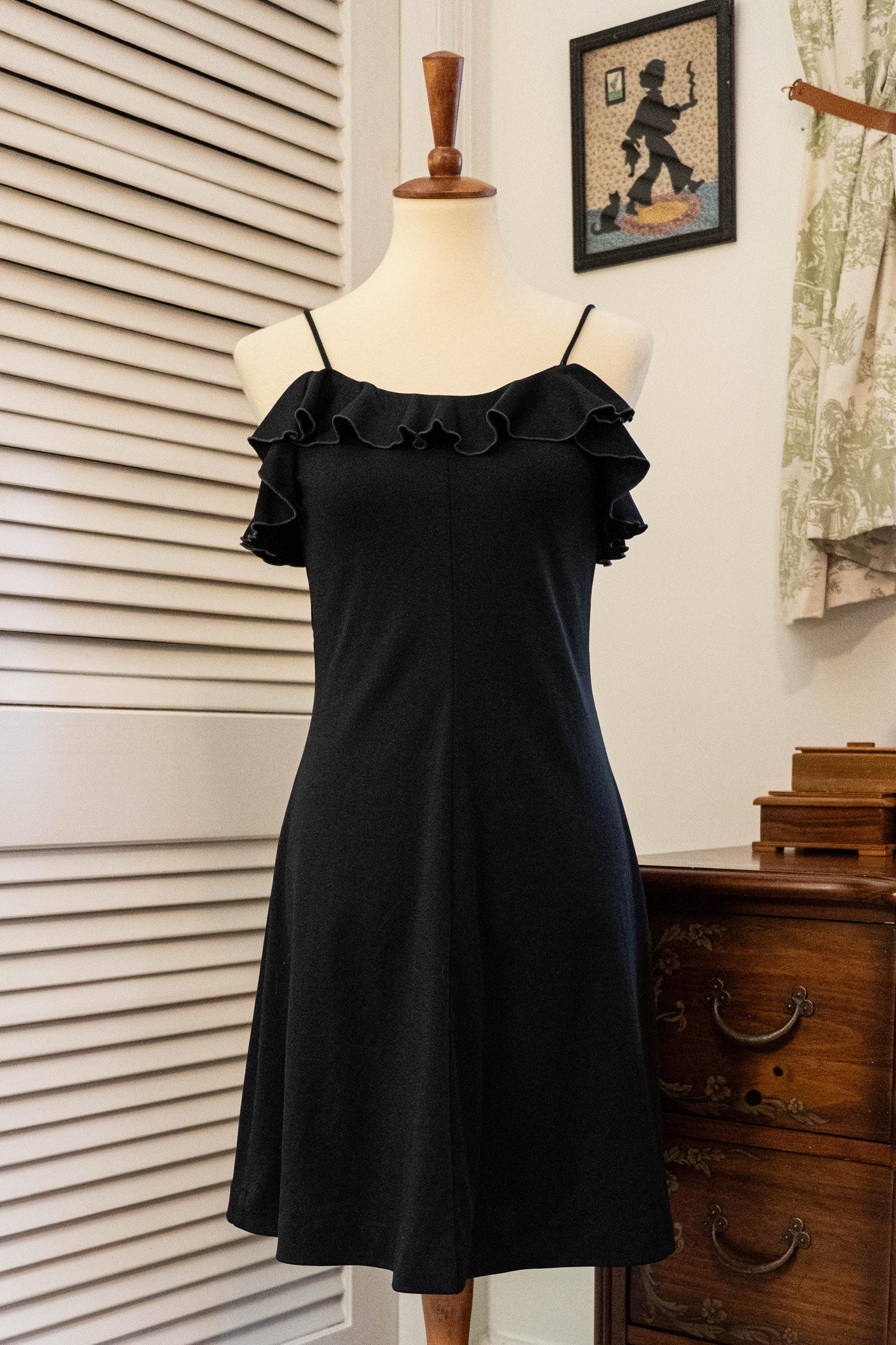 Vintage 1970s Black Disco Minidress