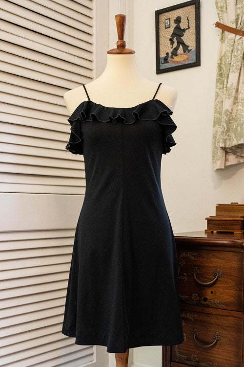 Vintage 1970s Black Disco Minidress