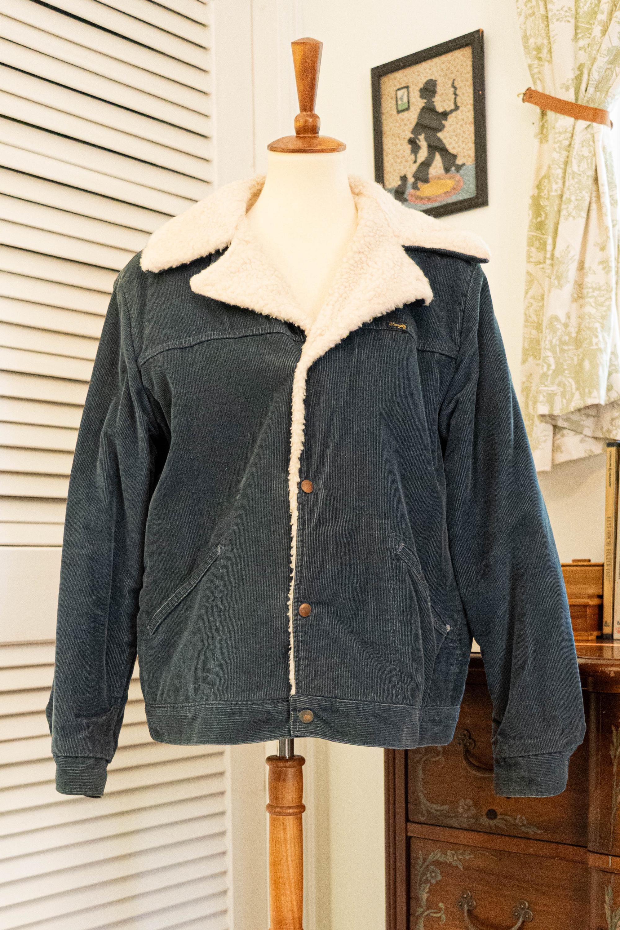 Vintage 1970s Blue Corduroy Wrangler Wrange Chore Coat