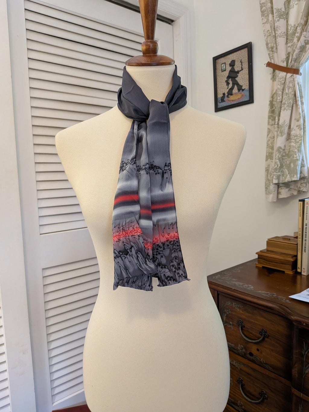 Vintage 1970s Painted Silk Scarf Kriska