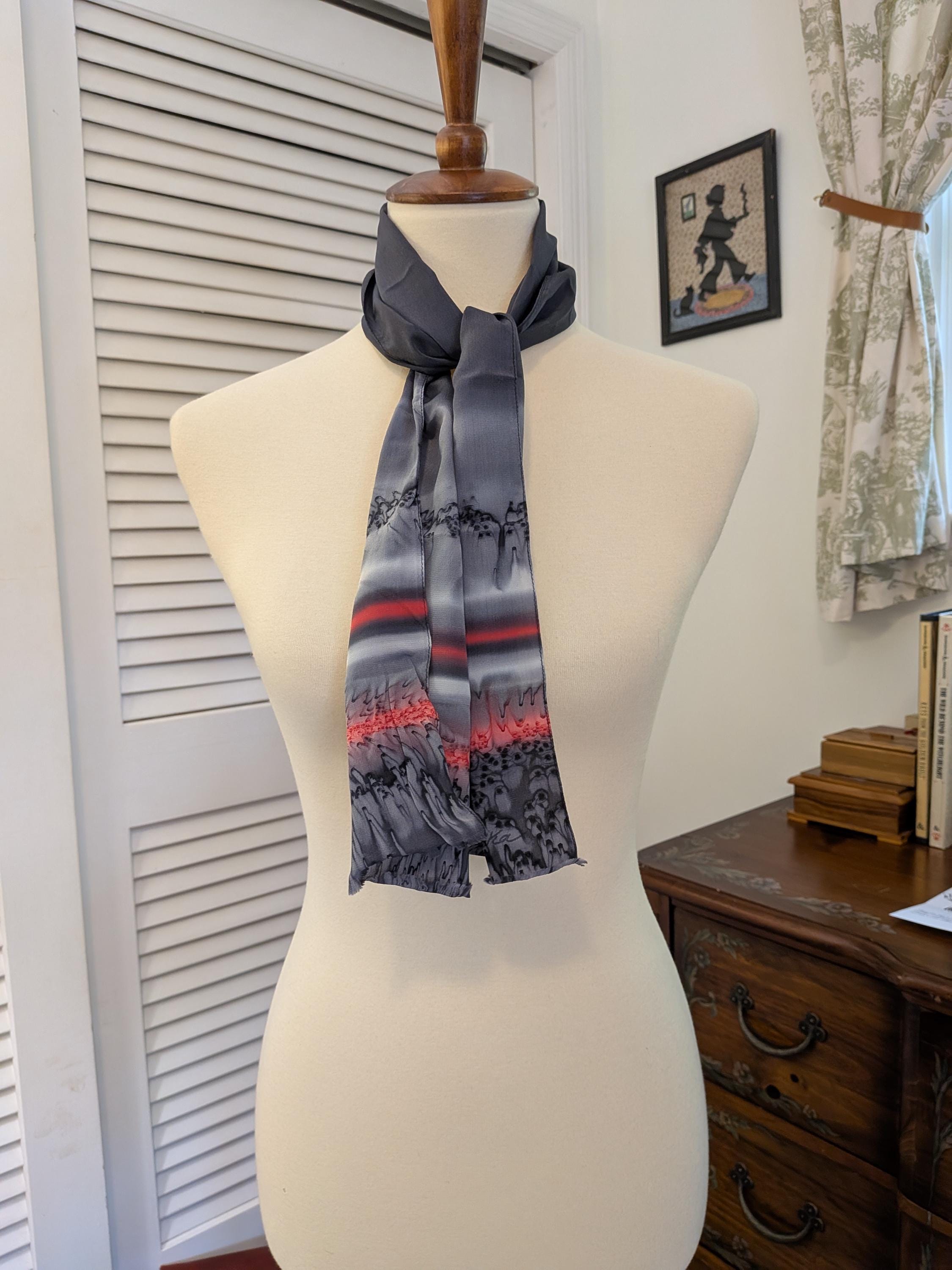 Vintage 1970s Painted Silk Scarf Kriska