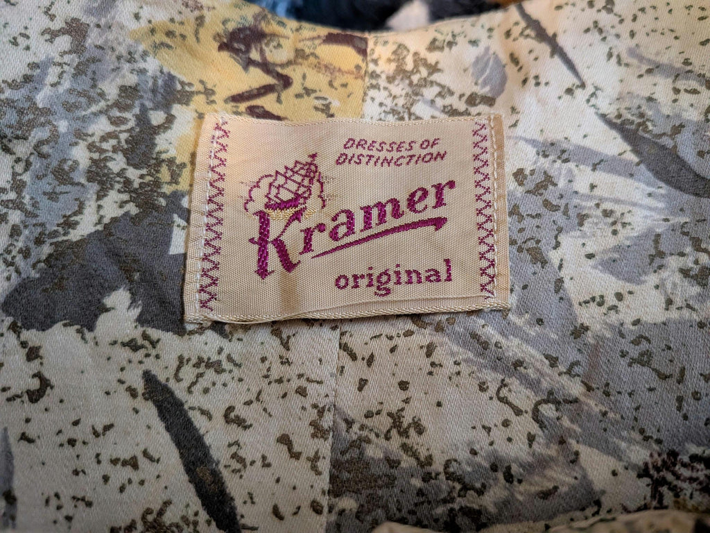 Vintage 1950s Yellow Floral Party Dress Beaded