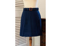 Vintage 1960s Navy Blue Belted Mini Wrap Skirt