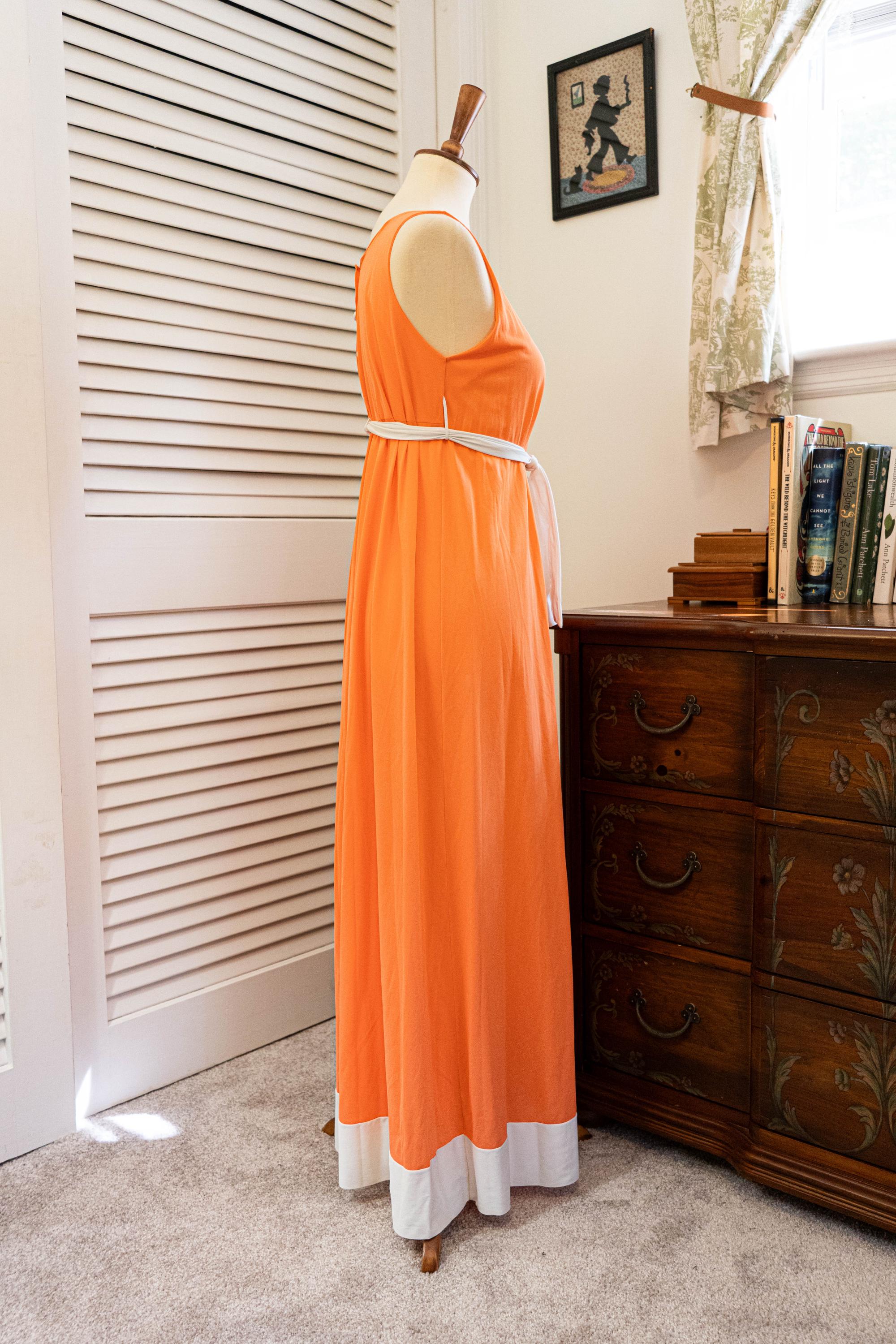 Vintage 1970s Orange Floor Length Nightgown