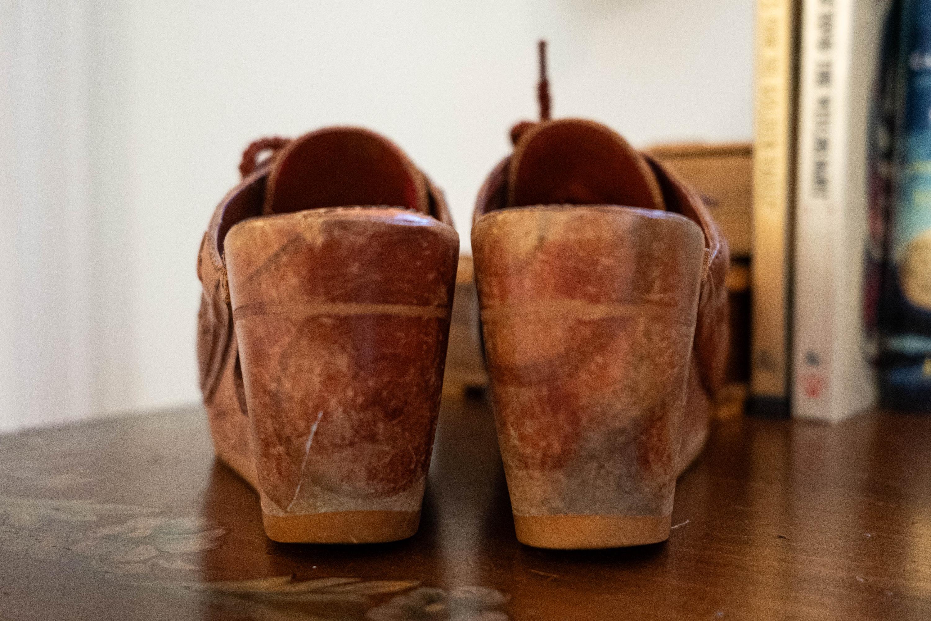 Vintage 1970s Leather Mules Lace Up Open Heel