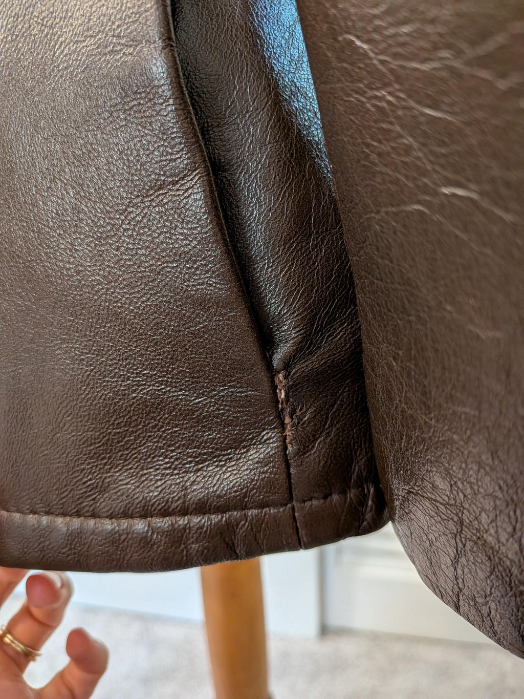 Vintage 1990s Brown Leather Jacket with Quilted Lining