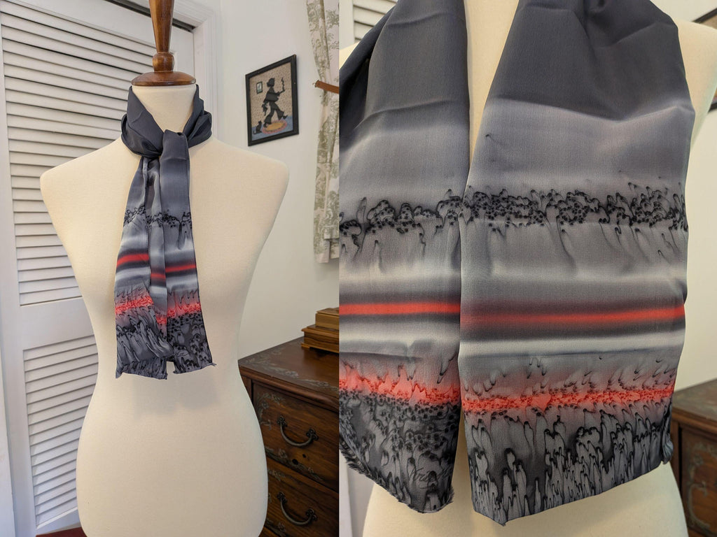 Vintage 1970s Painted Silk Scarf Kriska