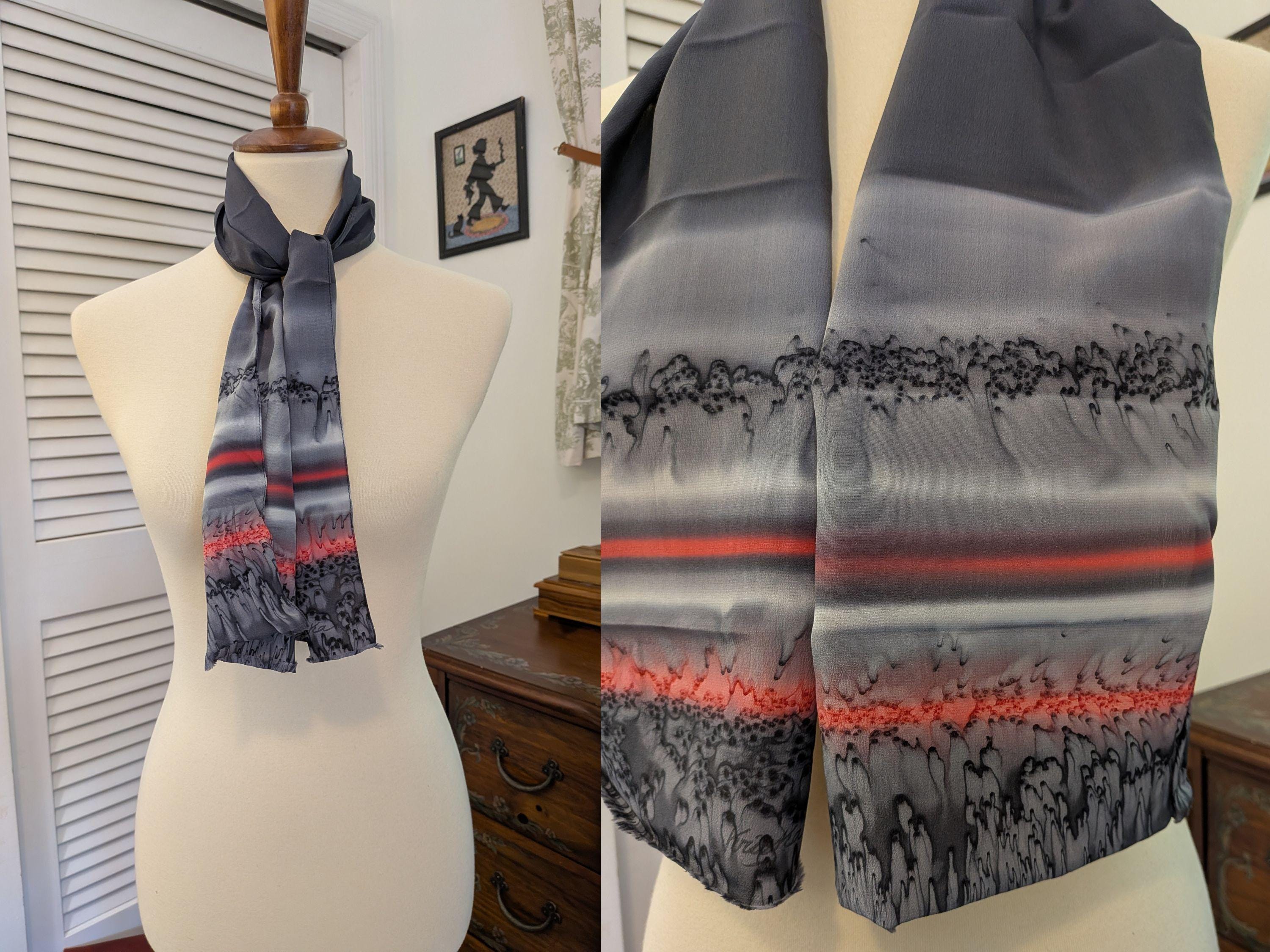 Vintage 1970s Painted Silk Scarf Kriska