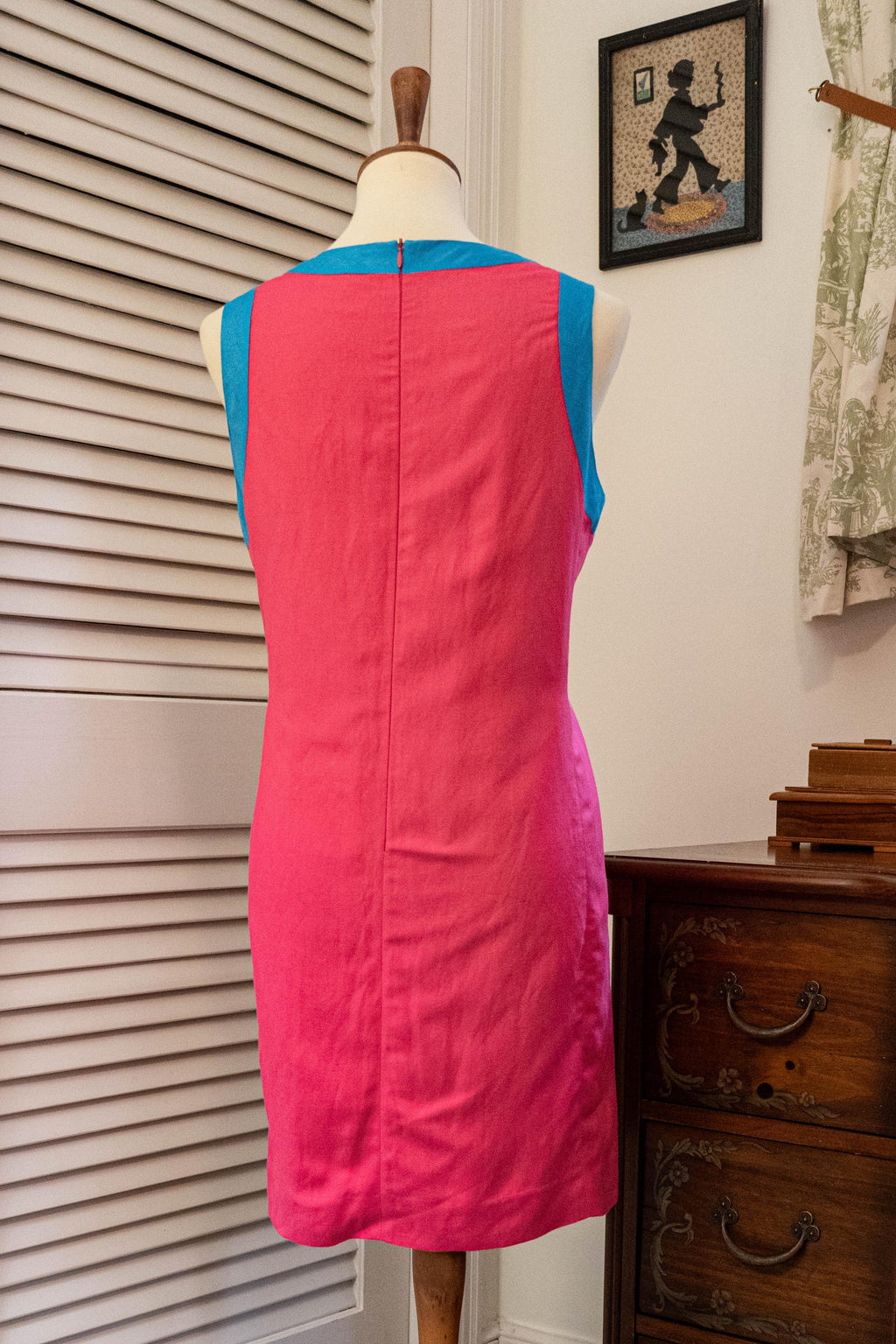 Vintage 80s does 60s Neon Pink and Blue Mod Dress