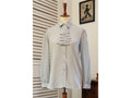 Vintage 1970s Light Grey Tuxedo Collar Button Down Blouse