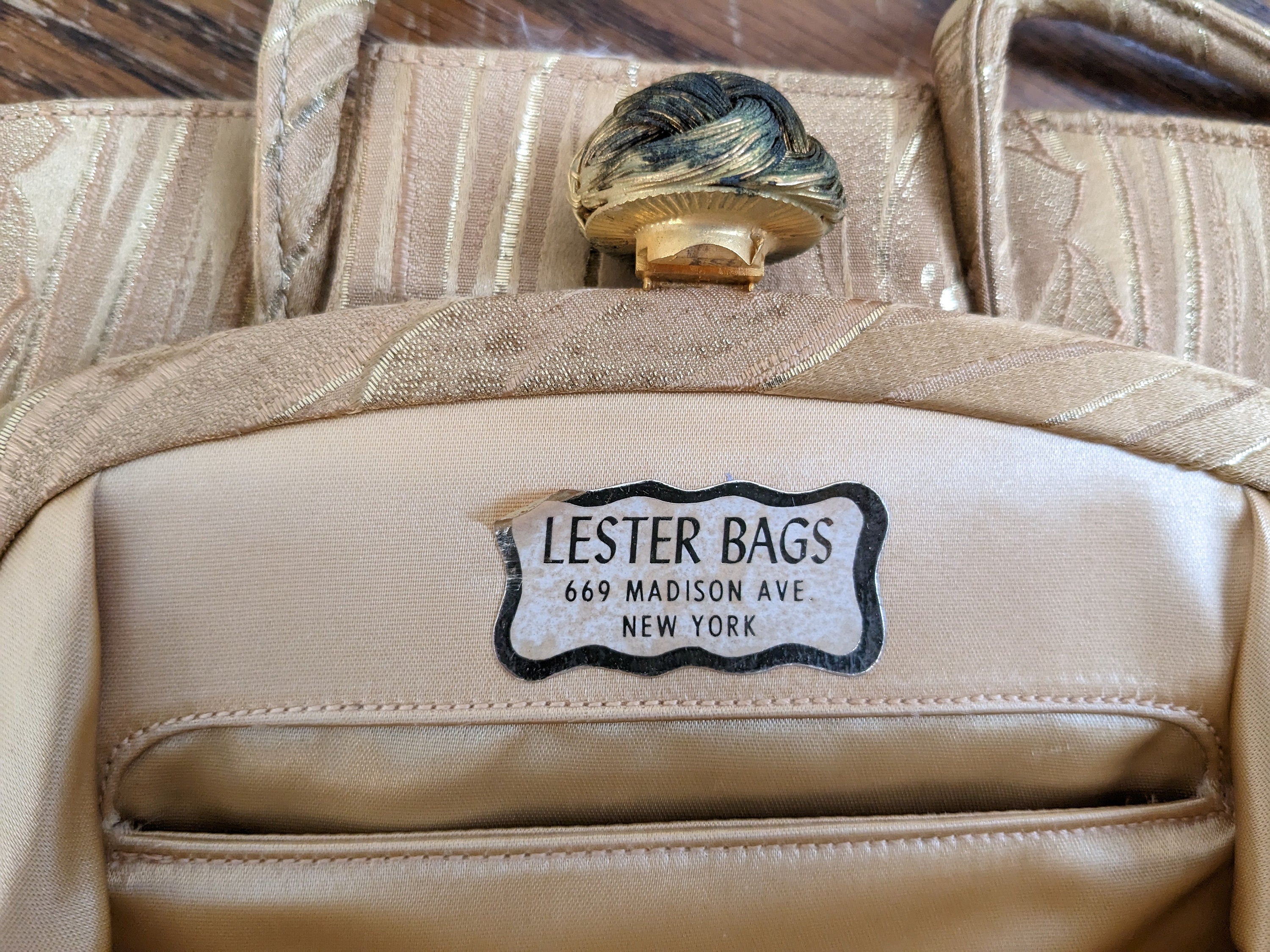 Vintage 1960s Gold Metallic Floral Handbag