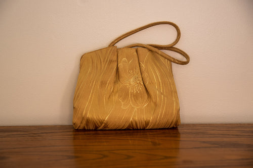 Vintage 1960s Gold Metallic Floral Handbag