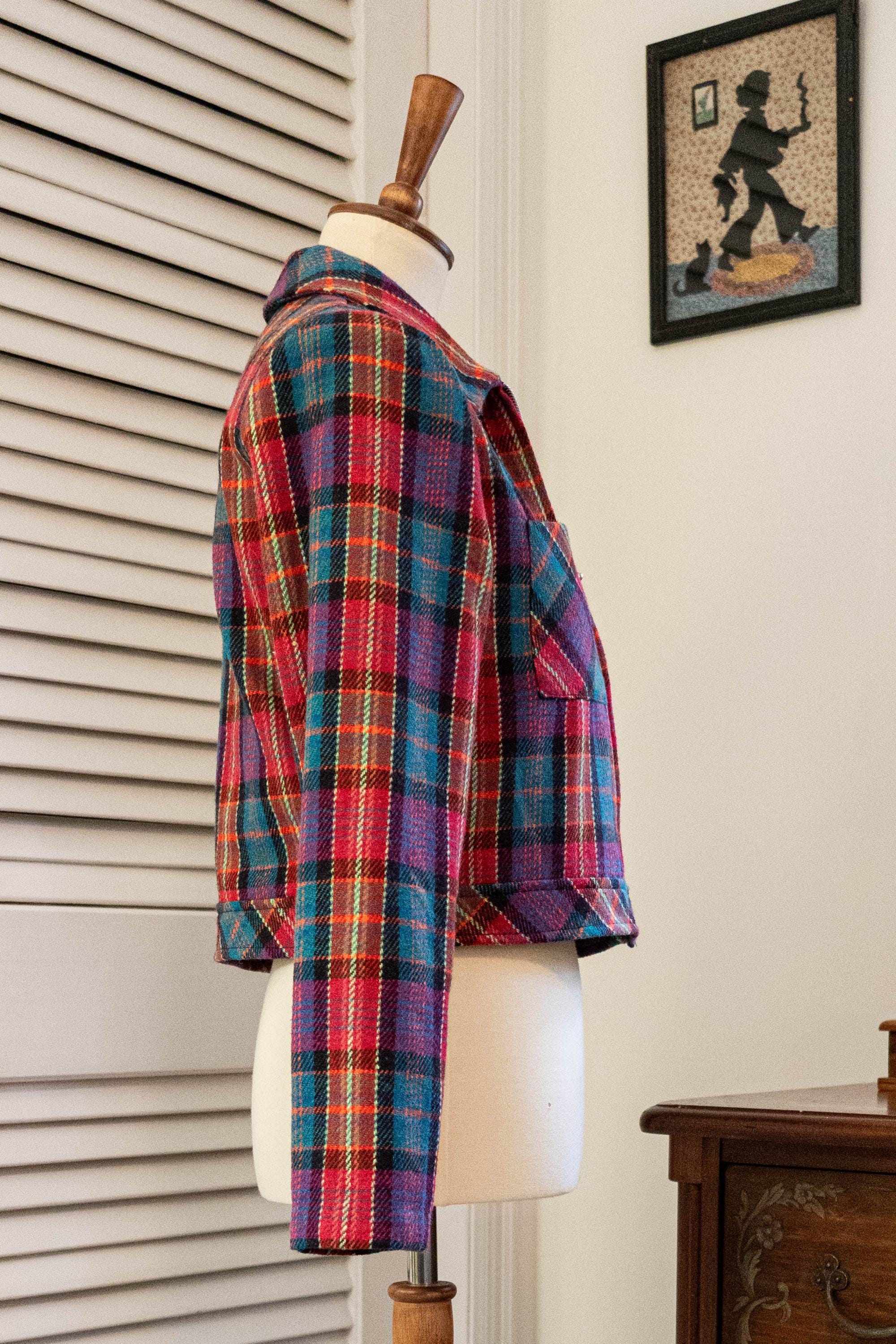 Vintage 1980s Multicolored Bright Plaid Jacket