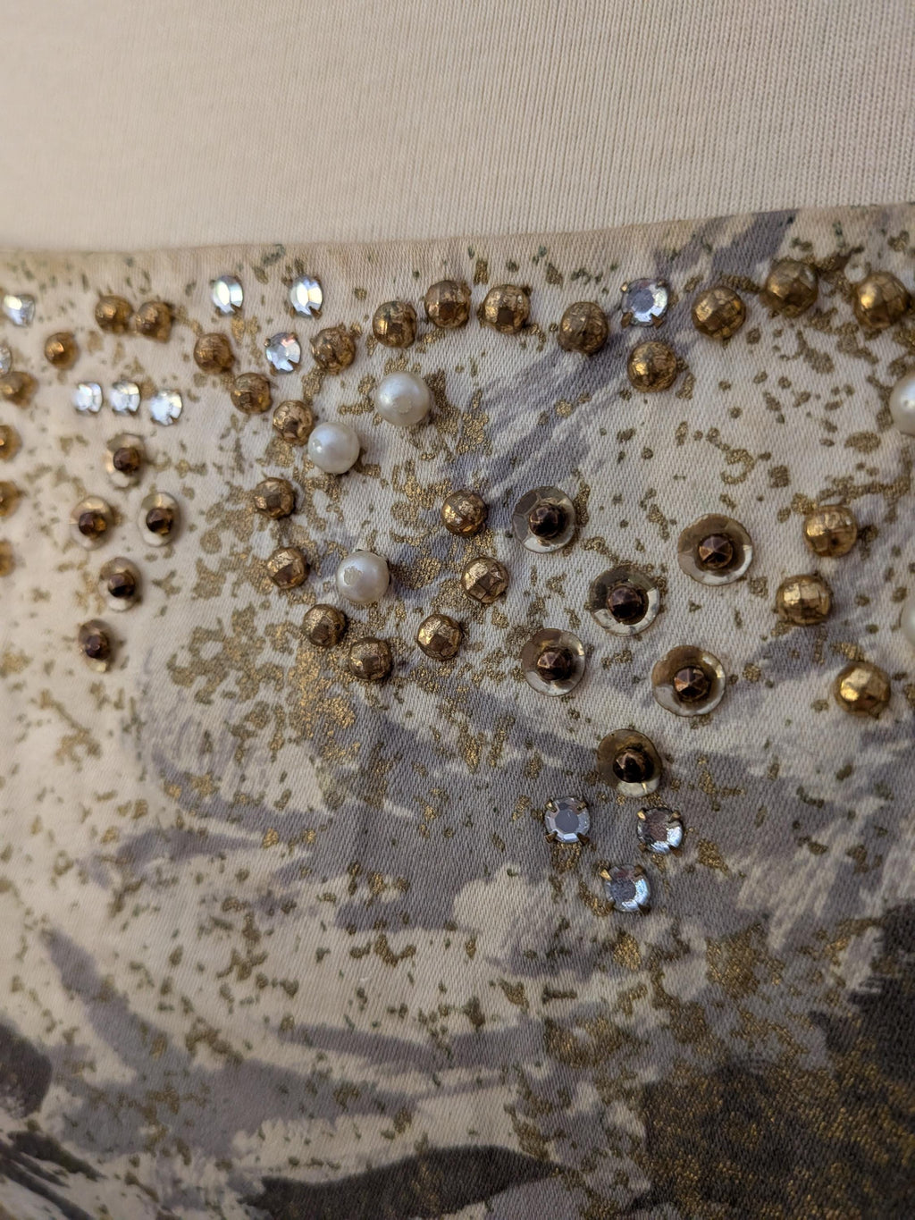 Vintage 1950s Yellow Floral Party Dress Beaded