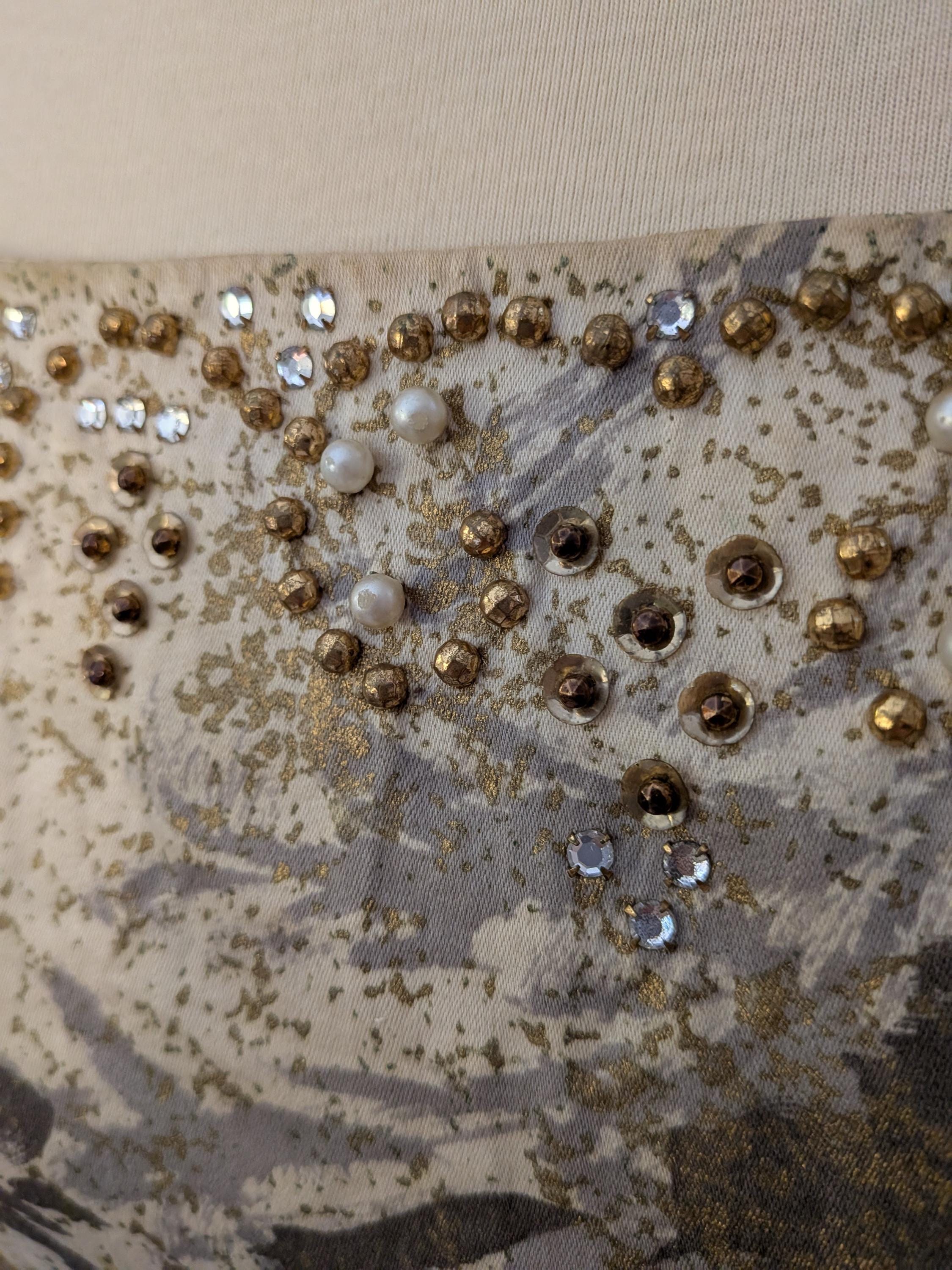 Vintage 1950s Yellow Floral Party Dress Beaded