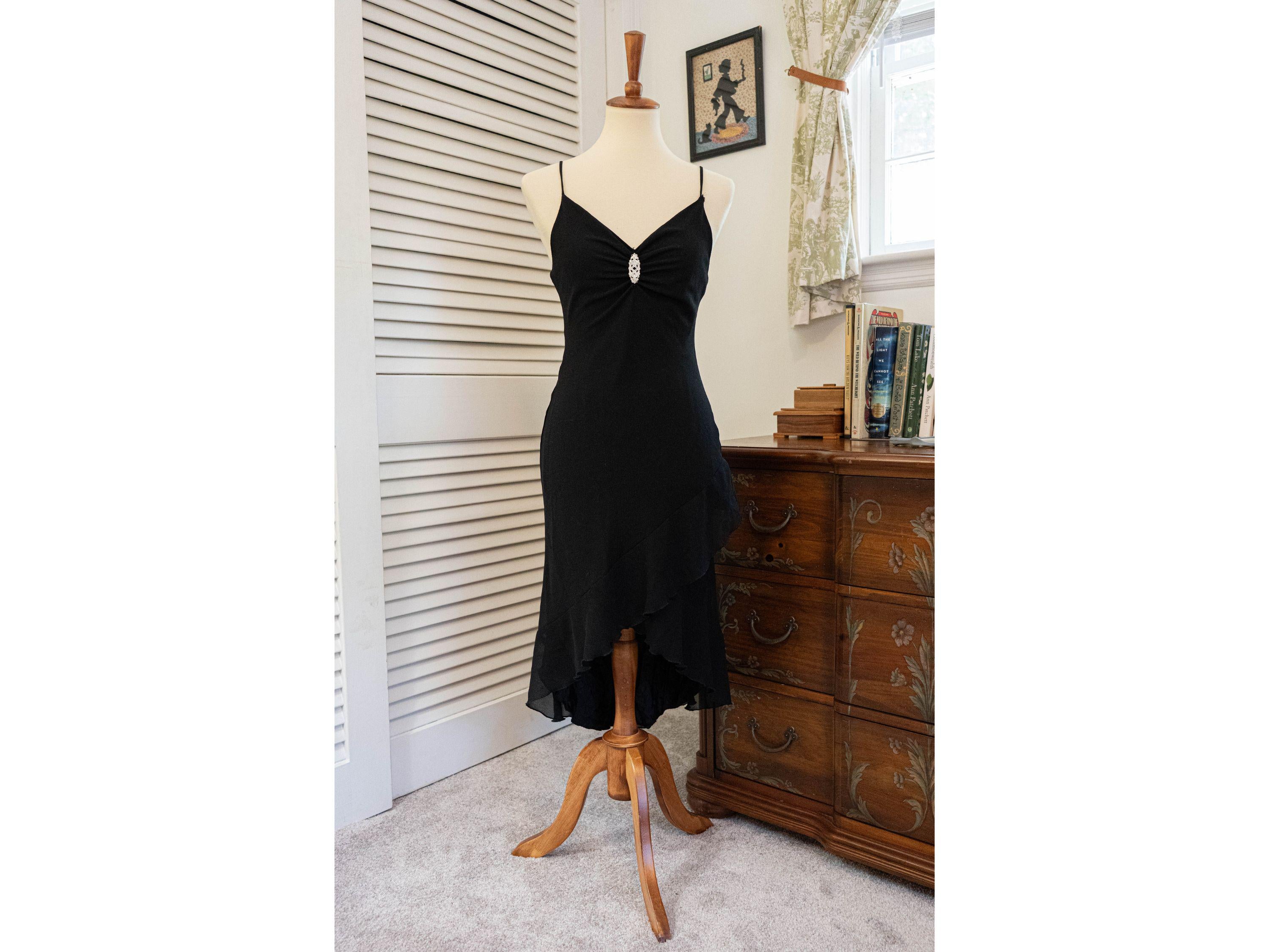 Vintage 1990s Black Rhinestone Cocktail Dress