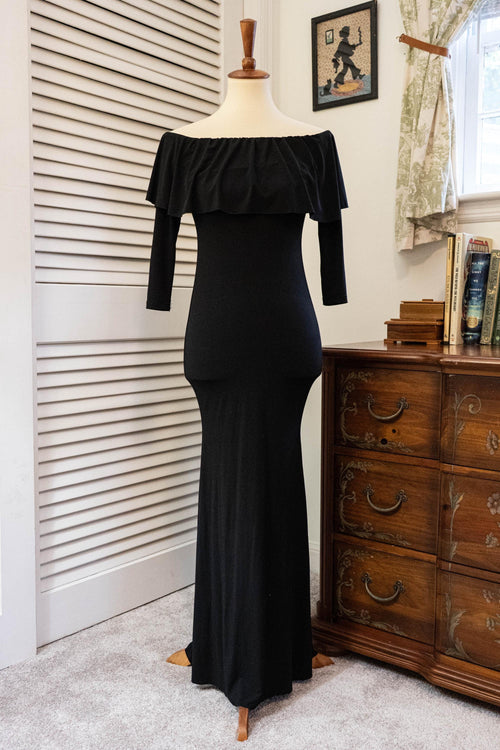 Vintage 1970s Black Disco Floor Length Gown