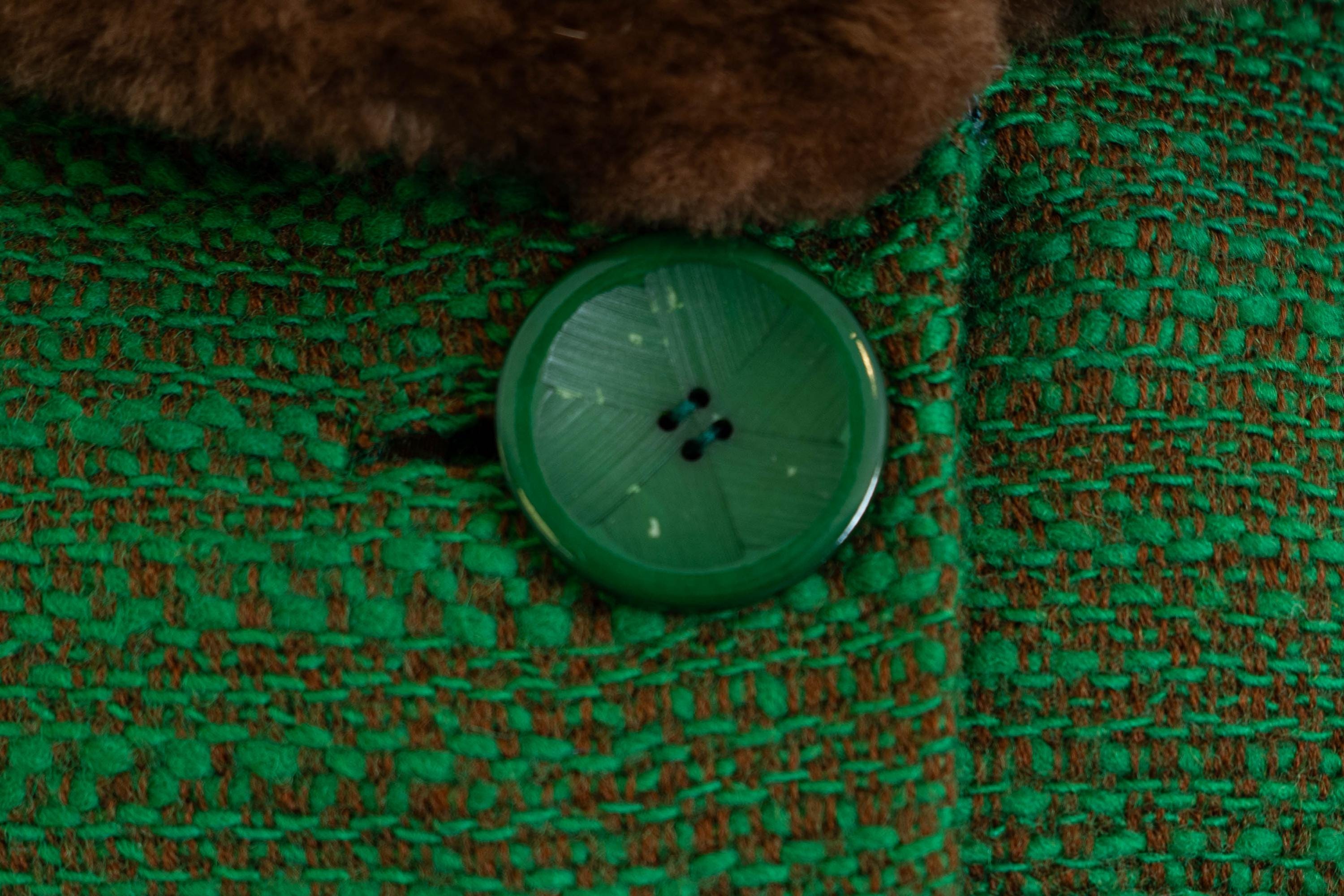 Vintage 1960s Green Faux Fur Collar Blazer