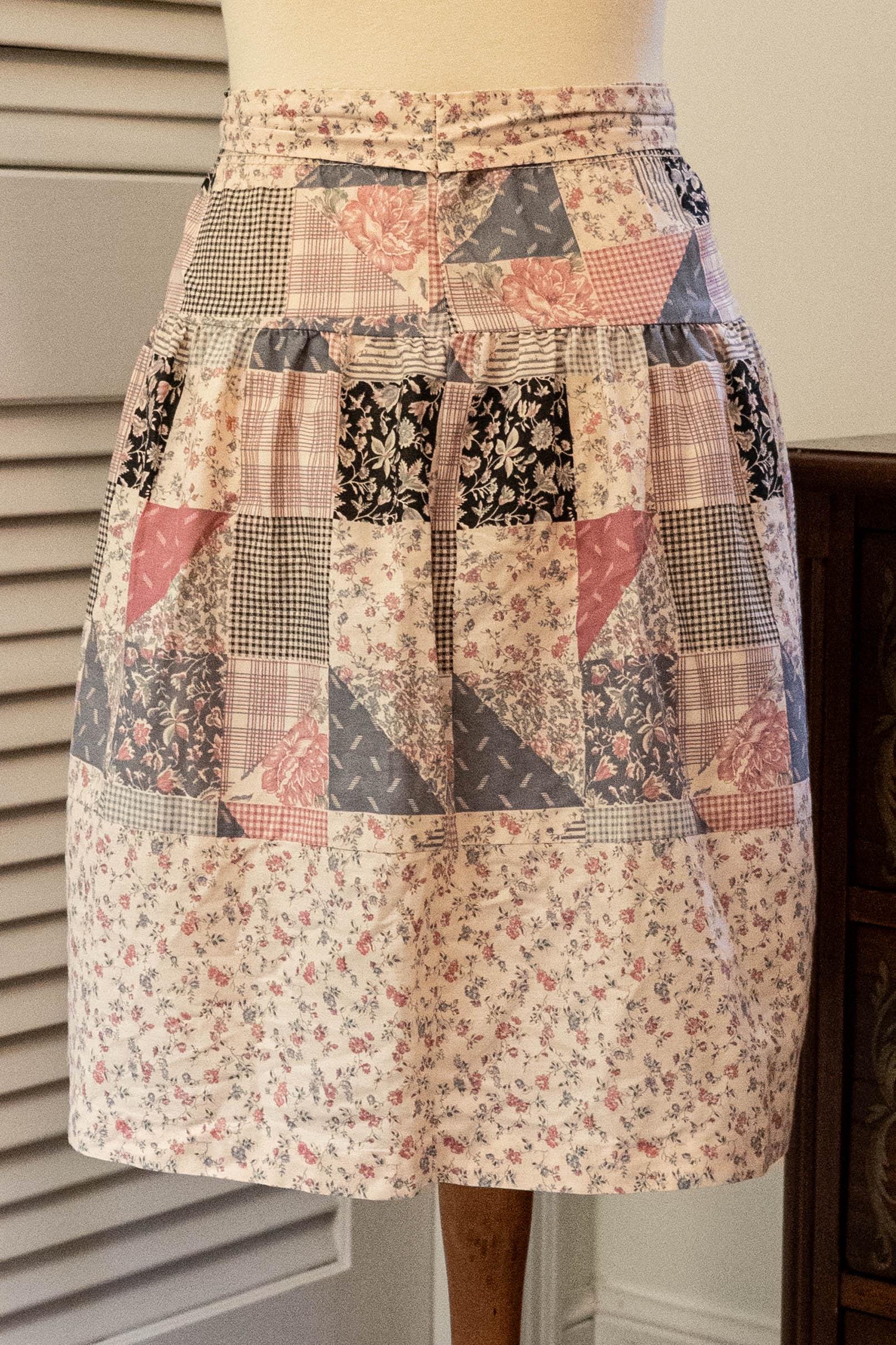 Vintage 1970s Patchwork Print Midi Skirt