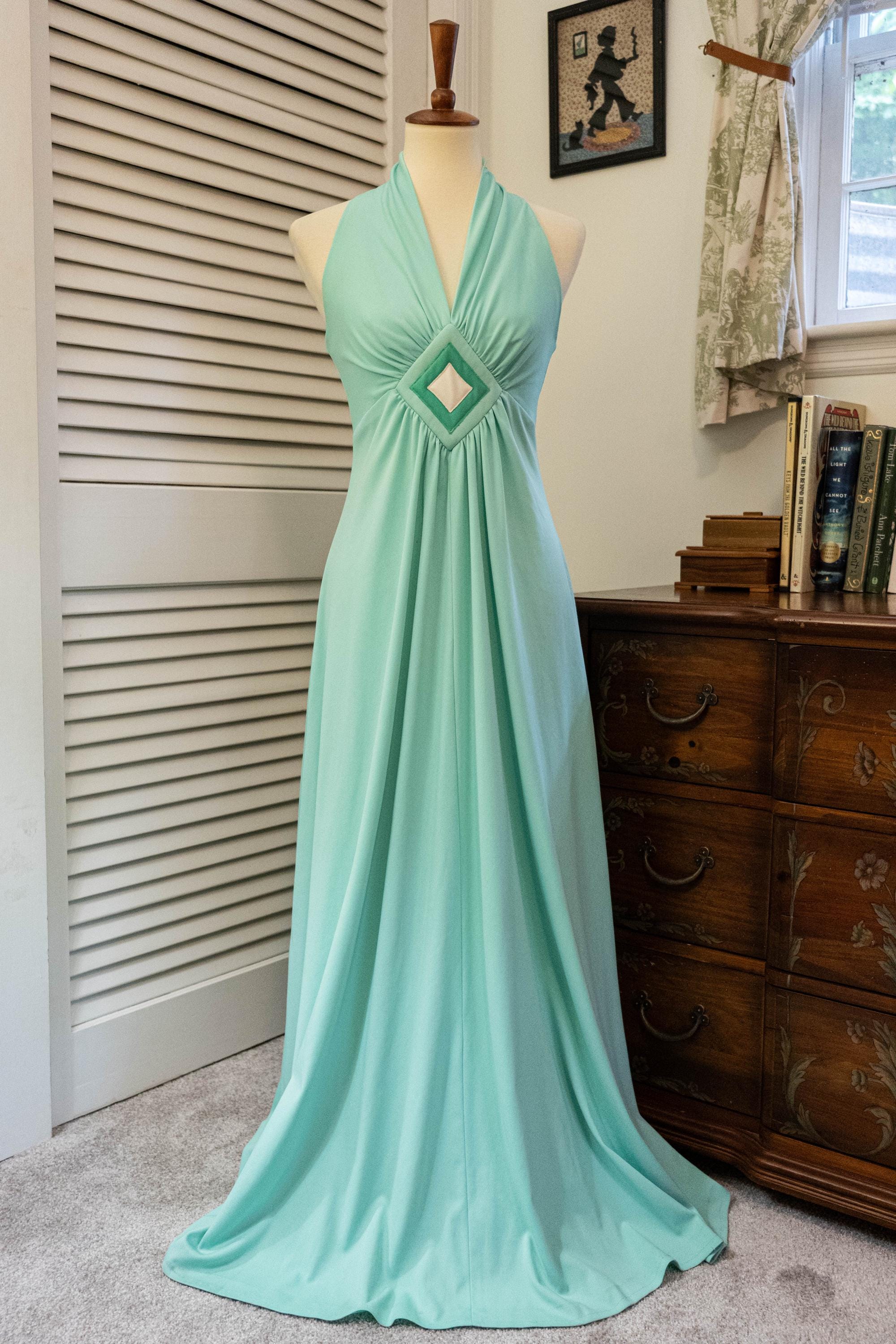 Vintage 1970s Seafoam Green Disco Gown