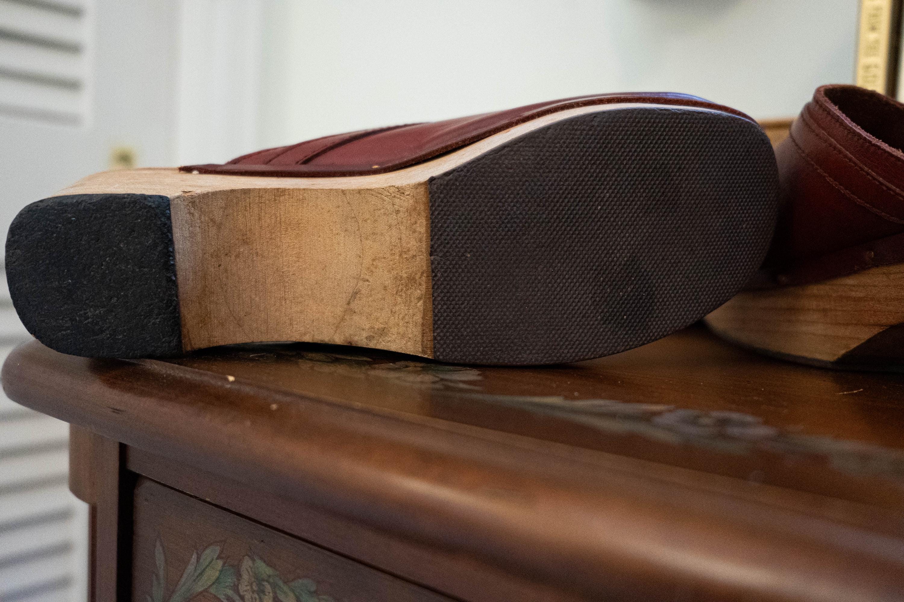 Vintage 1970s Red Oxblood Leather Clogs