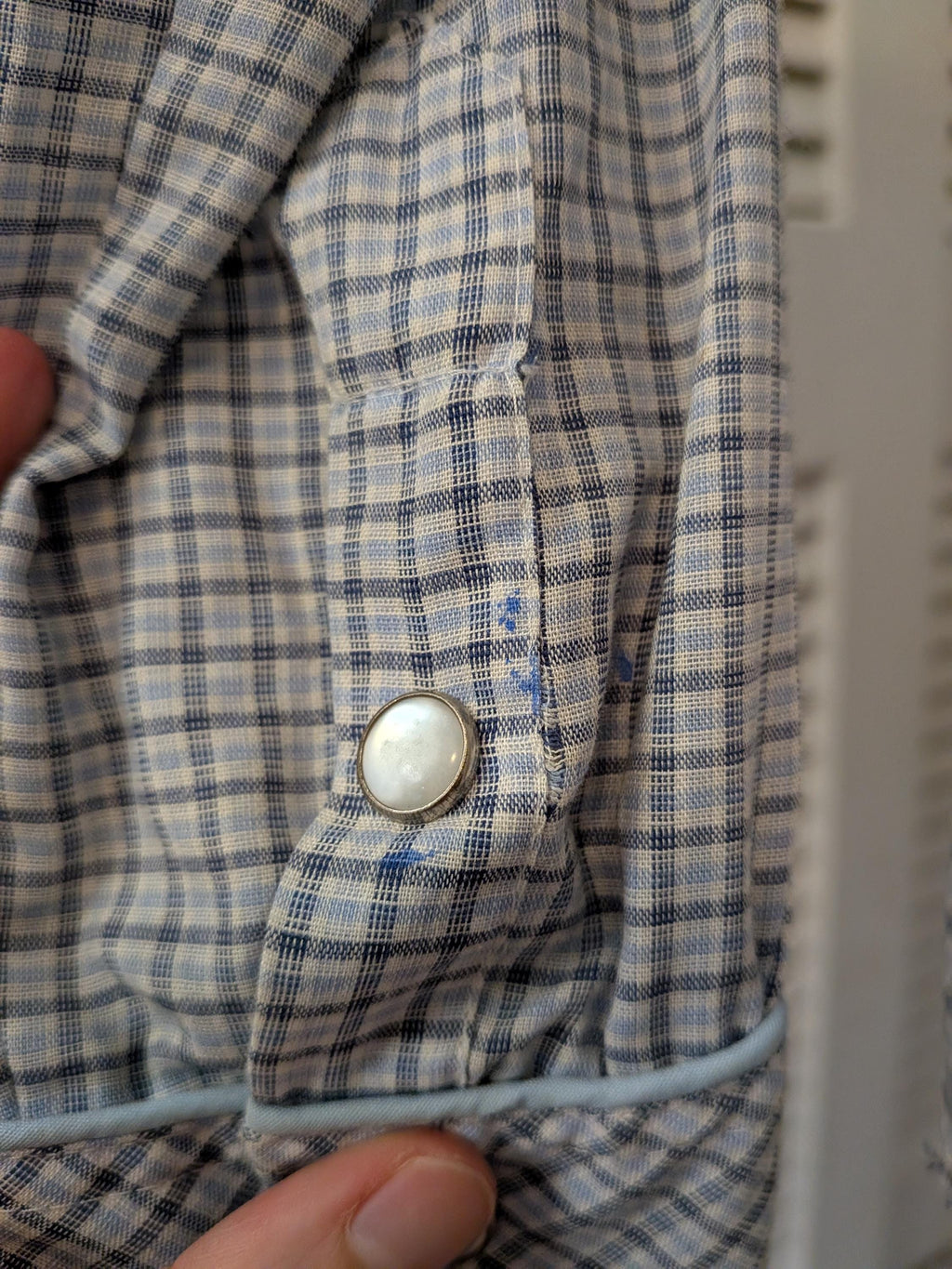 Vintage 1970s Pale Blue Western Button Down