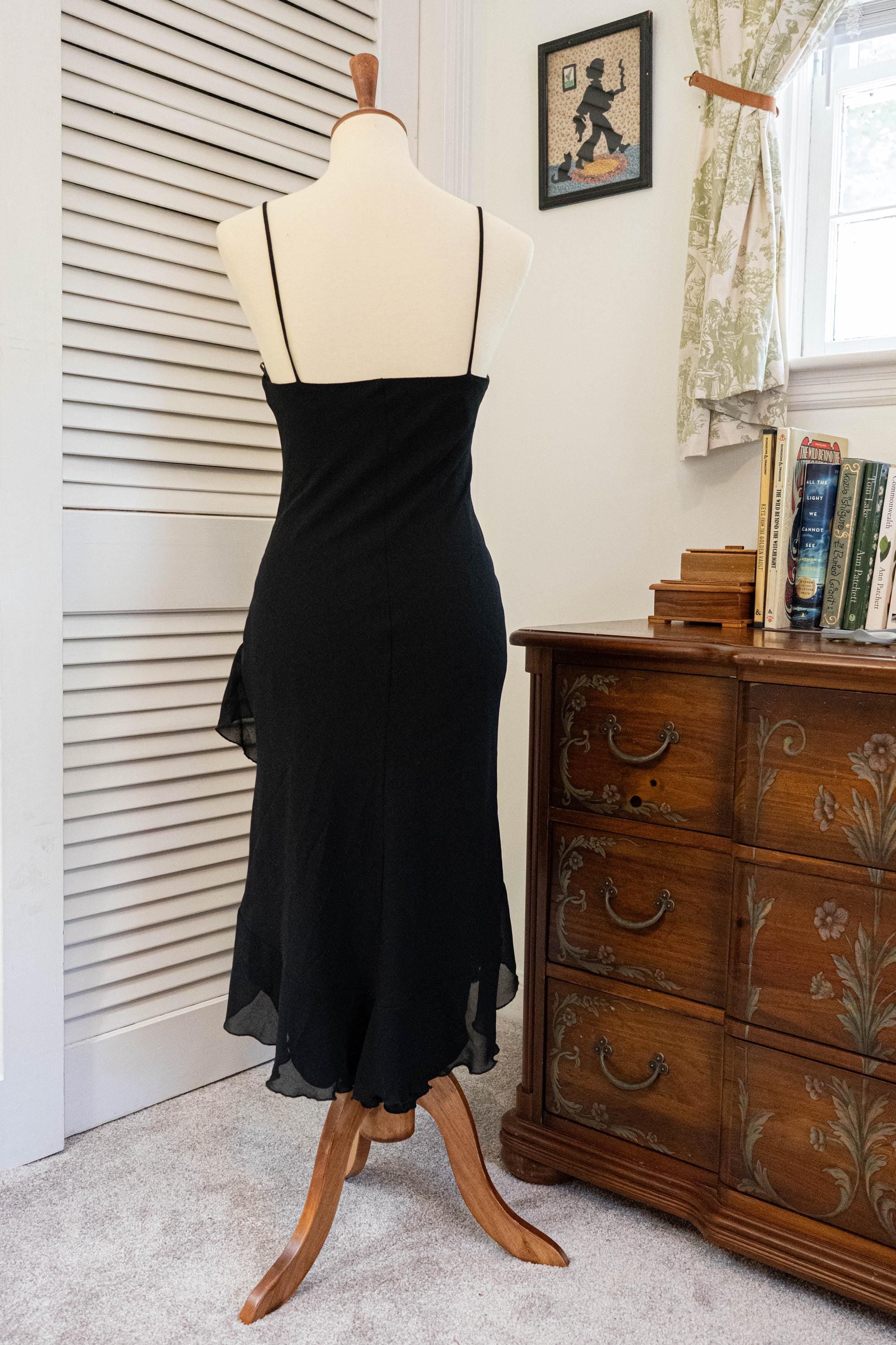 Vintage 1990s Black Rhinestone Cocktail Dress
